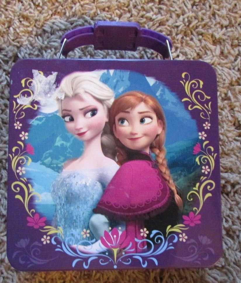 Disney Frozen Metal Tin Mini Lunch Box Bag Elsa Anna Toy 6-Inch x 6-Inch - RARE