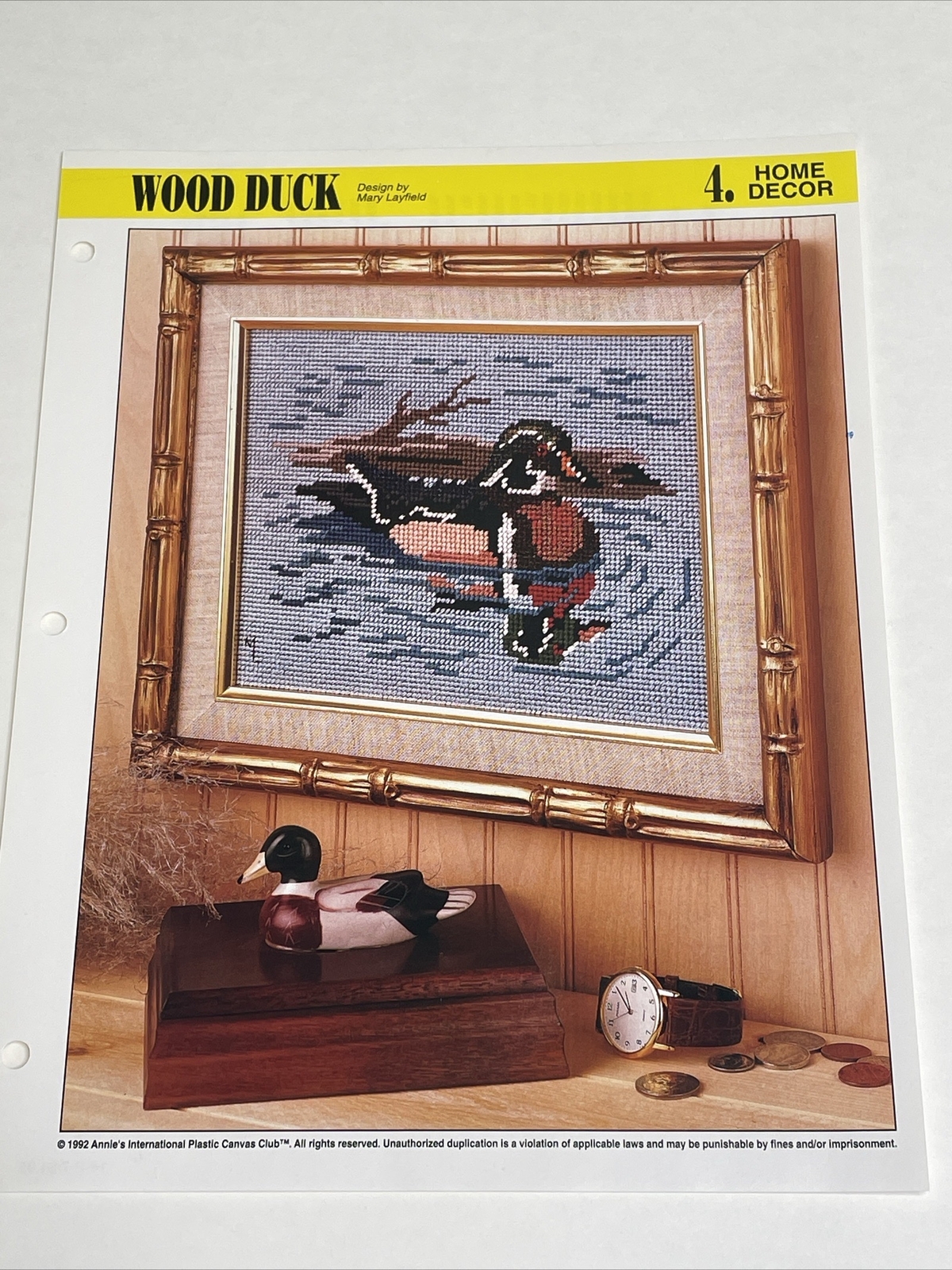 Wood Duck Wall Hanging Annie's Attic Plastic Canvas Pattern