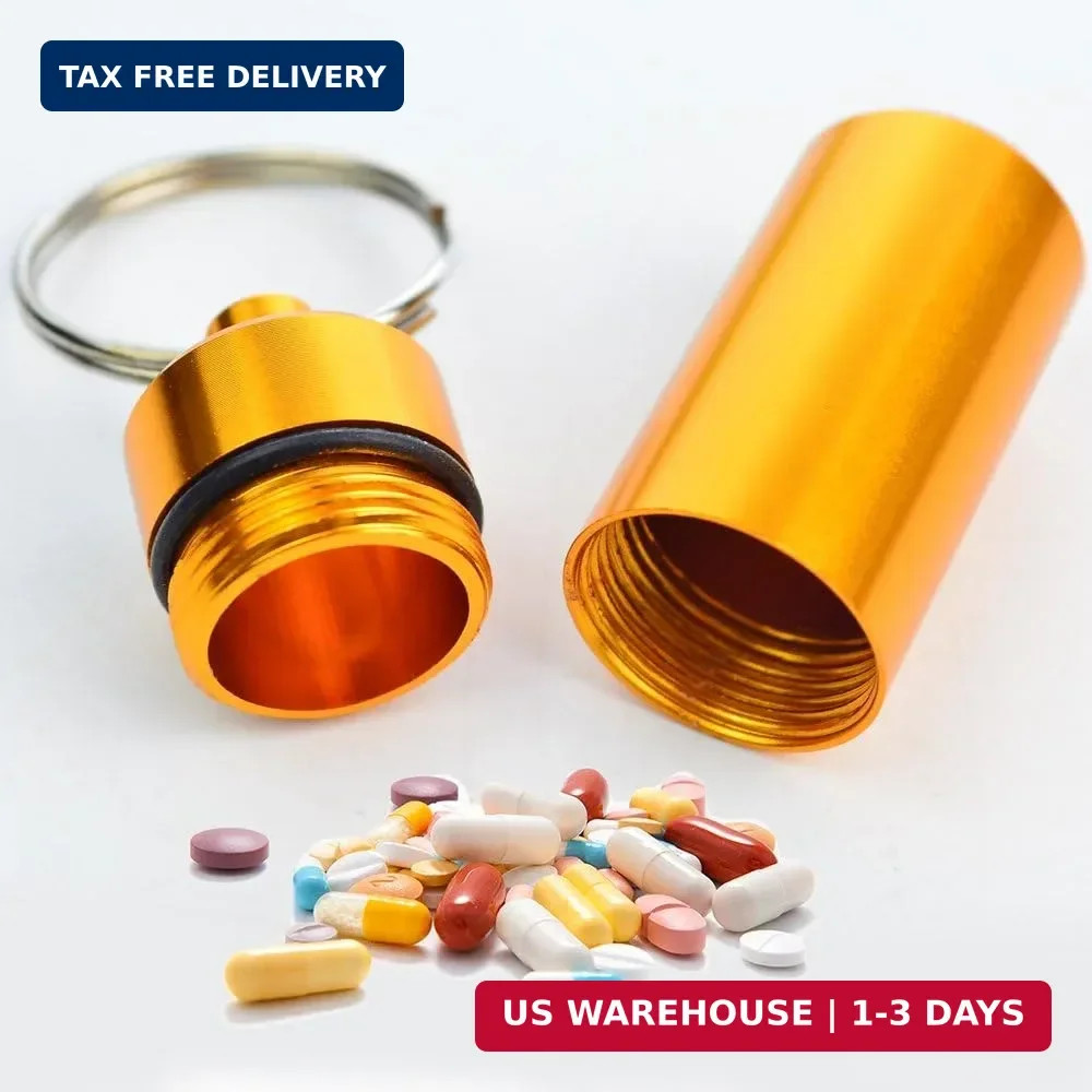 10 Pcs Portable Pill Case, Bantoye Waterproof Aluminum Holders Storage Container