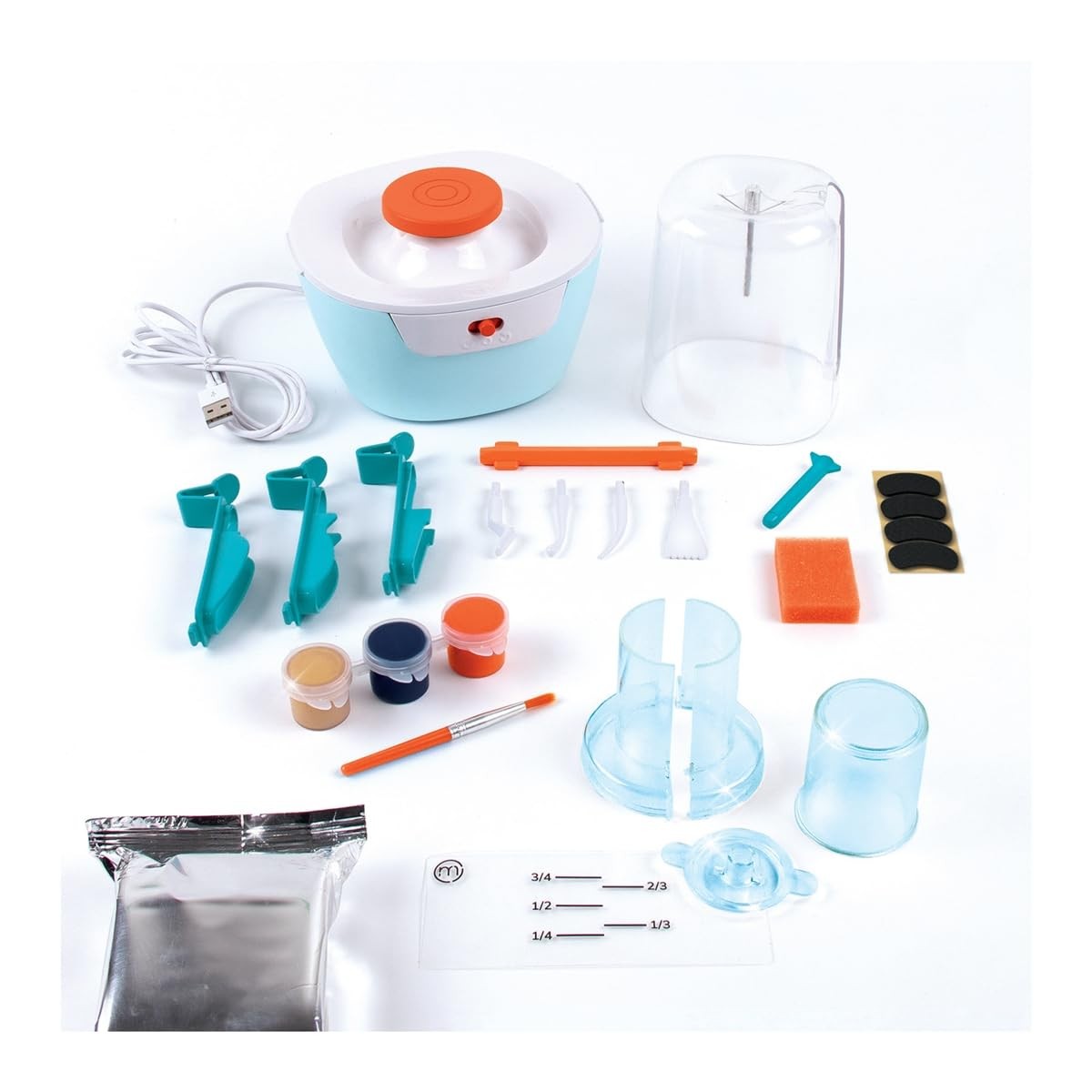 Make It Real Mini Pottery Studio - 26-Piece DIY Kit Miniature, multi