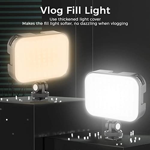 2 Pack VL100C Bi-Color LED Video Light on Camera,Mini Rechargeable VL100C*2