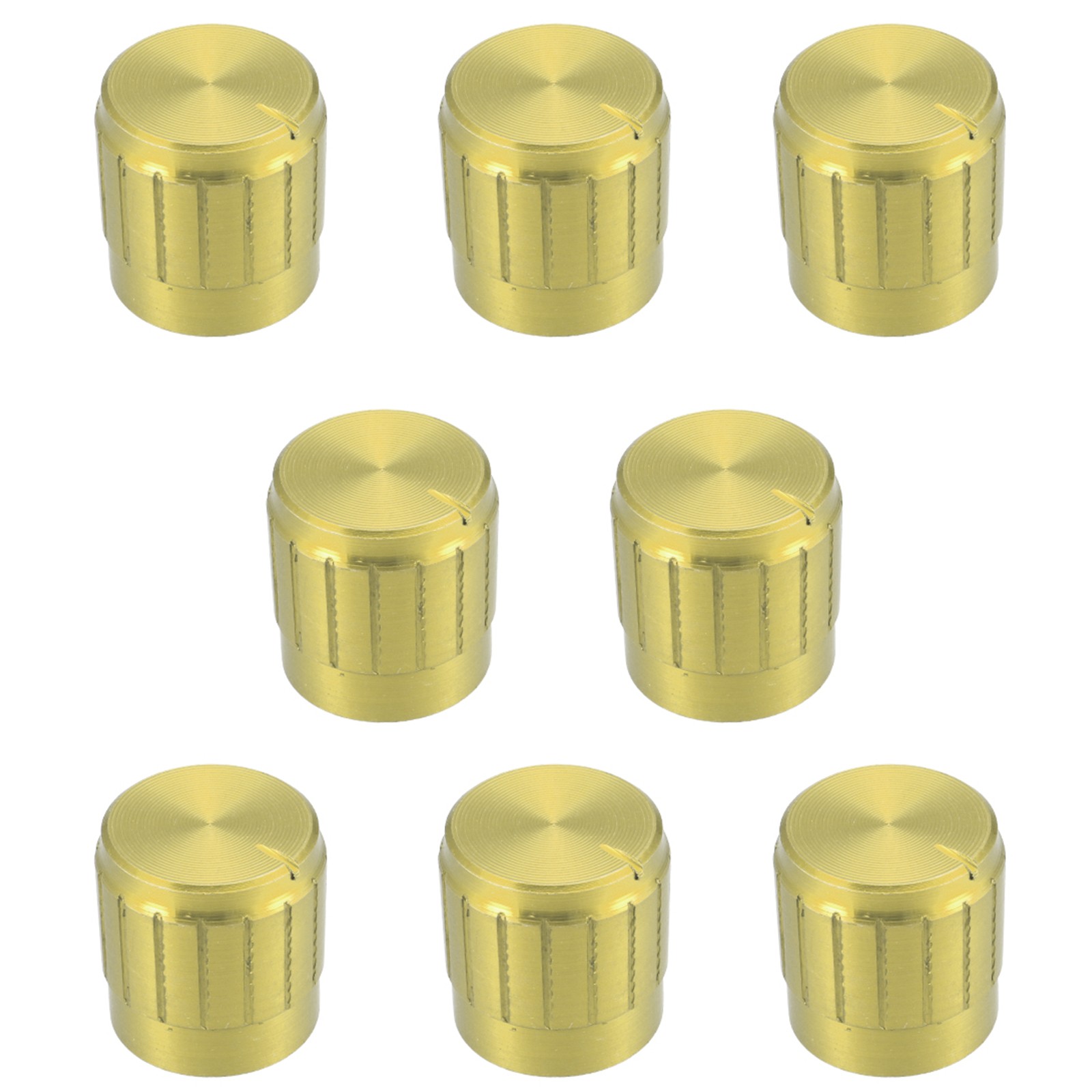 8Pcs 17x17mm Aluminium Alloy Potentiometer Rotary Knob for 6mmDia Hole Gold Tone