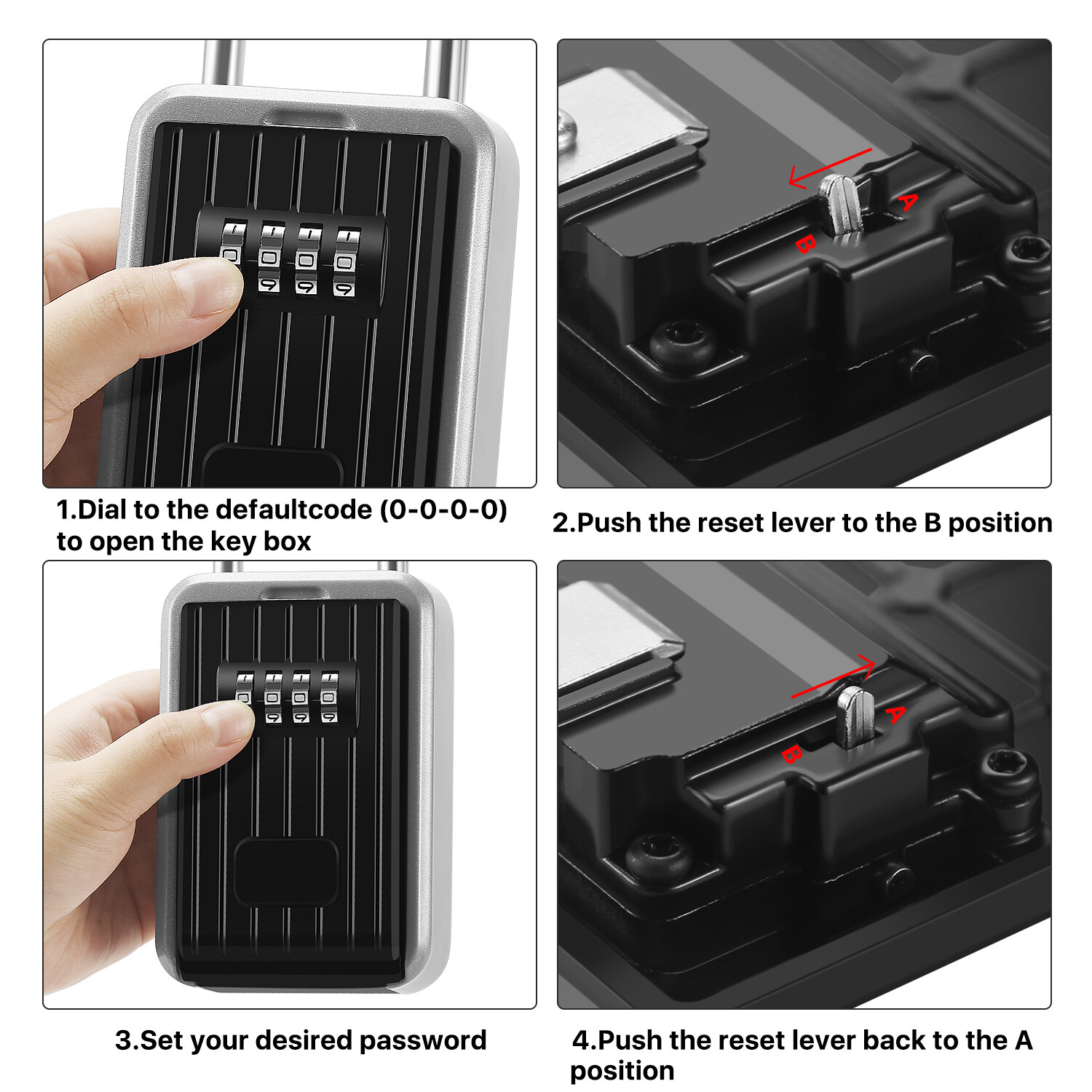 Key Lock Box Key Storage Safe Box Wall Mounted 4 Digit Combination Lock Security