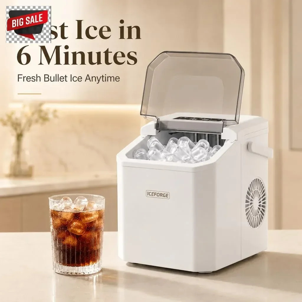 Countertop Ice Maker, Portable Ice Maker Machine, 6-Minute Fast Bullet Ice Maker
