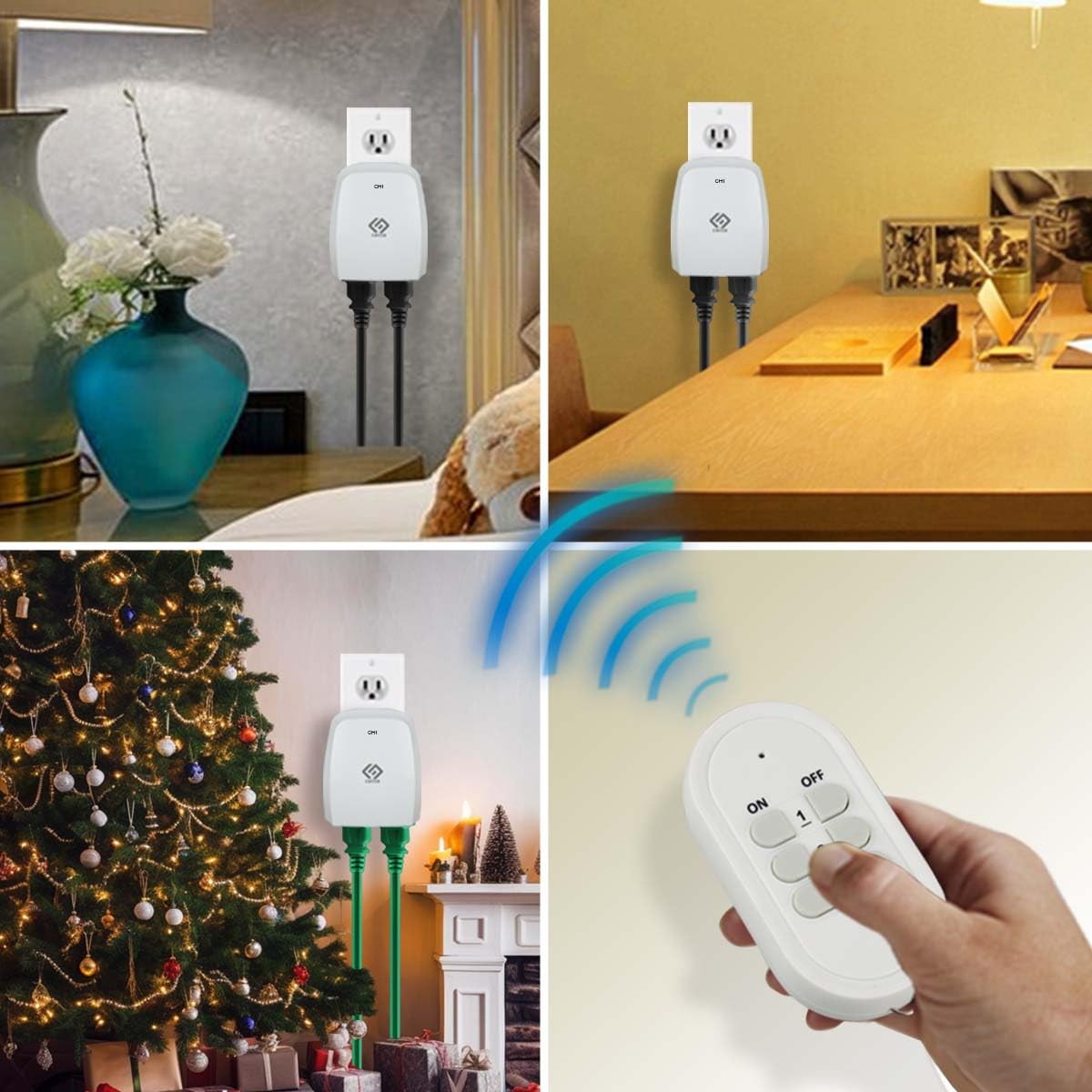 Indoor Wireless Remote Control Outlets – 100-Foot RF Range, 3 Receivers & 1 R...