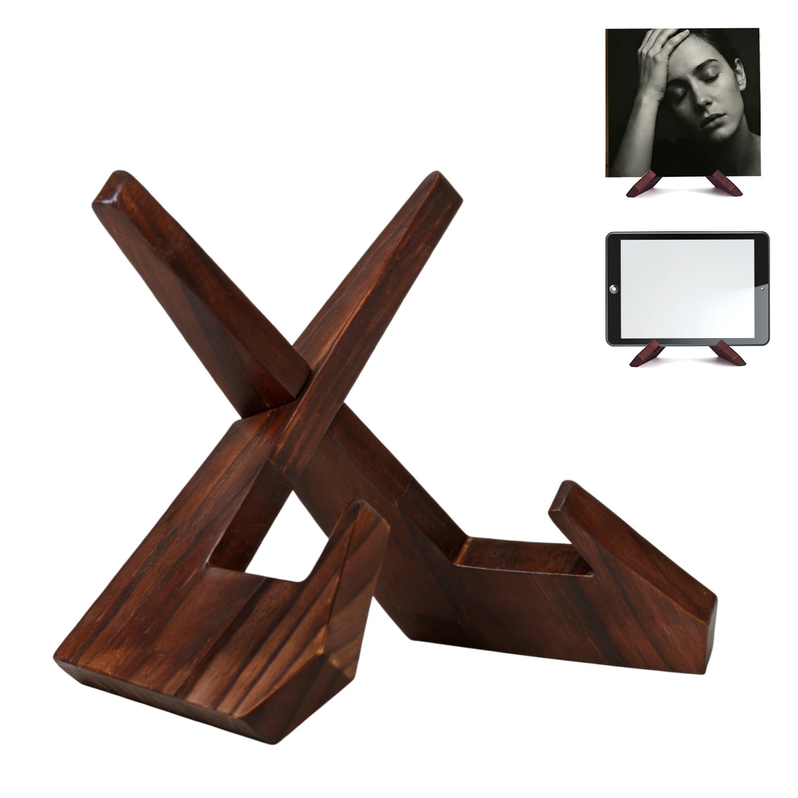 YBONRSQ Now Spinning Vinyl Record Stand, No Drill Desk Room Decor Brown