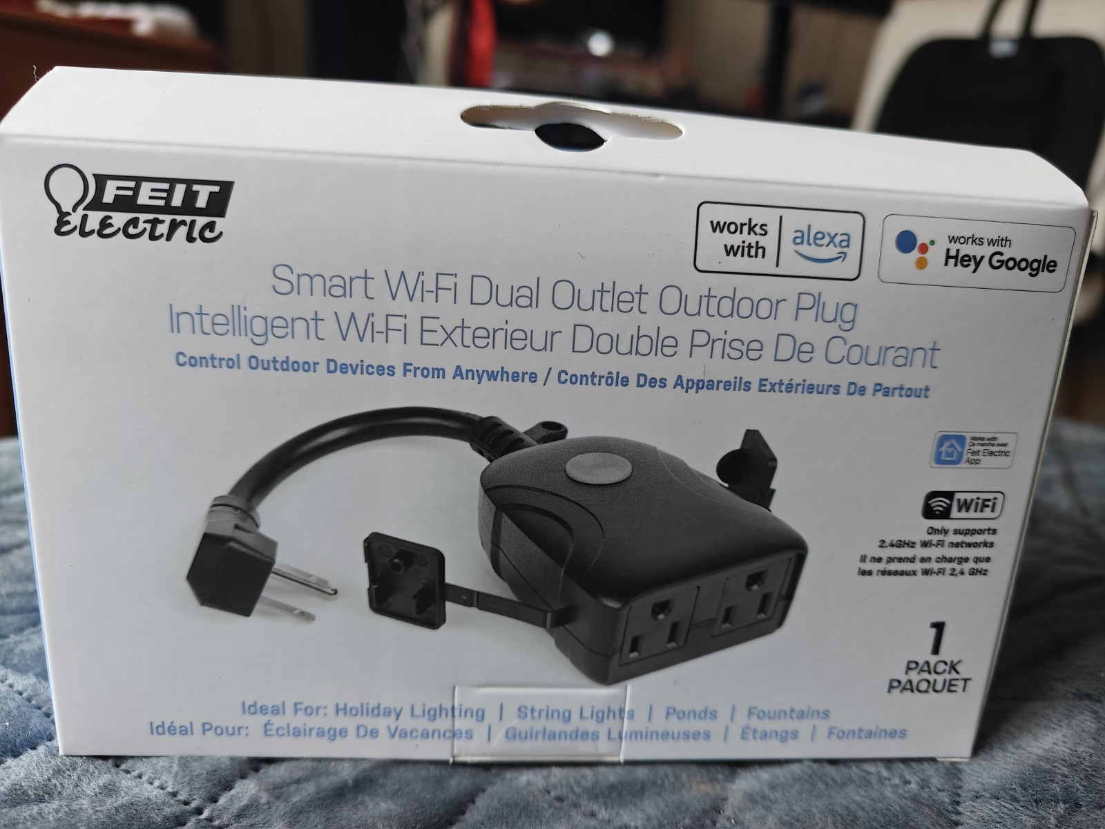 Feit Electric Smart WiFi Dual Outlet Outdoor Plug Alexa Google Scheduling Timer