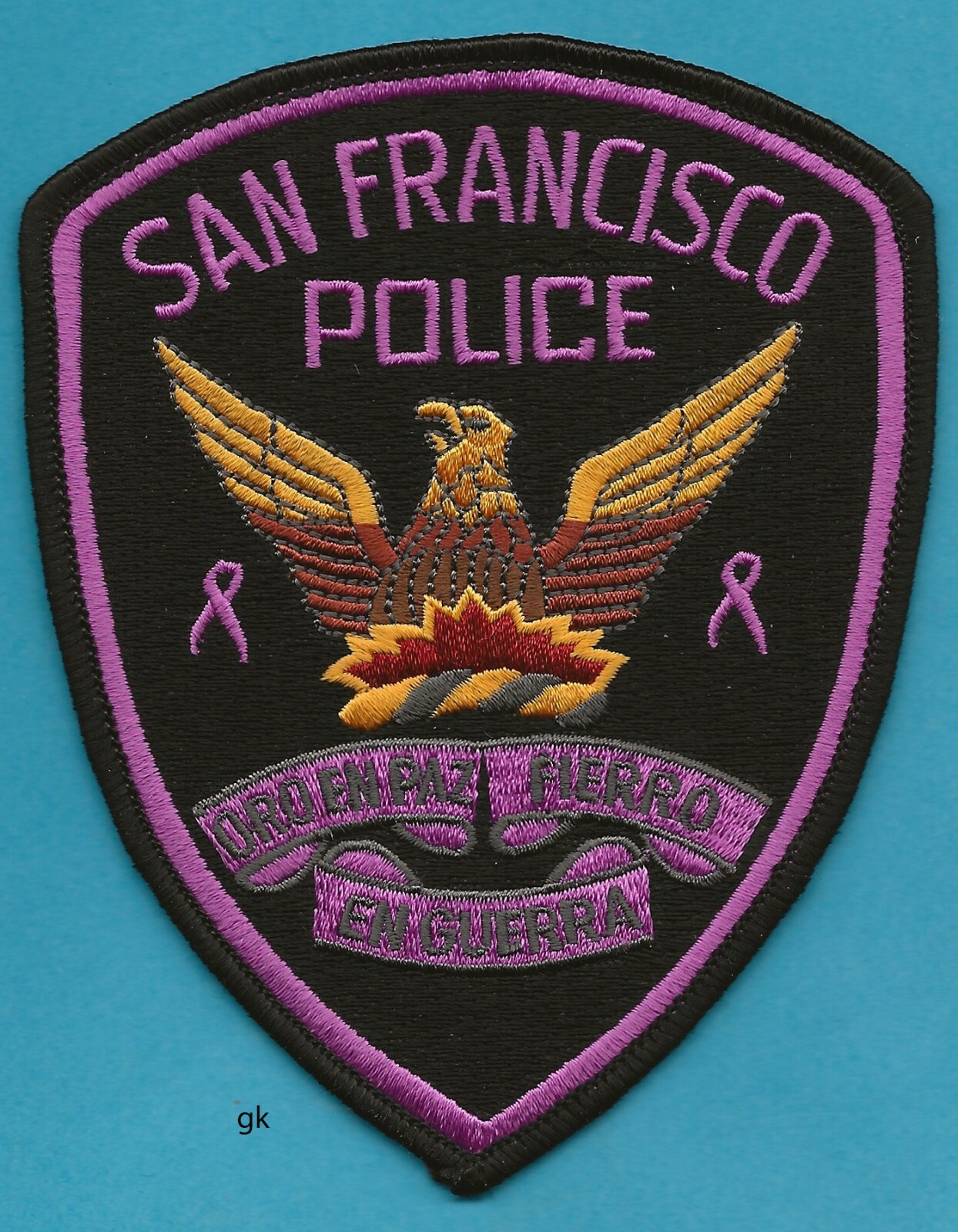 SAN FRANCISCO CALIFORNIA  PINK  CANCER AWARENESS POLICE SHOULDER PATCH