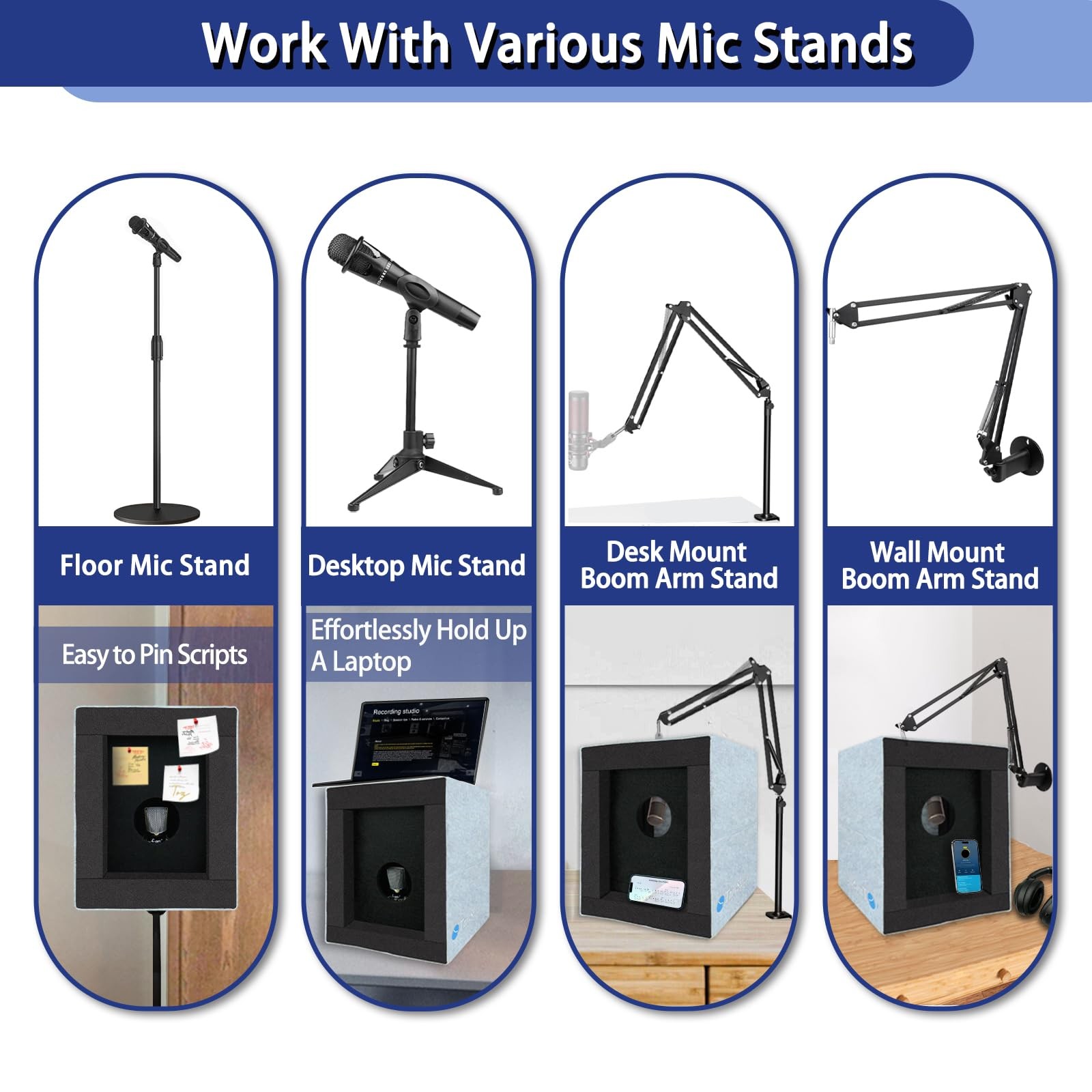 Enclosed Vocal Booth Portable Microphone Isolation Shield Foldable