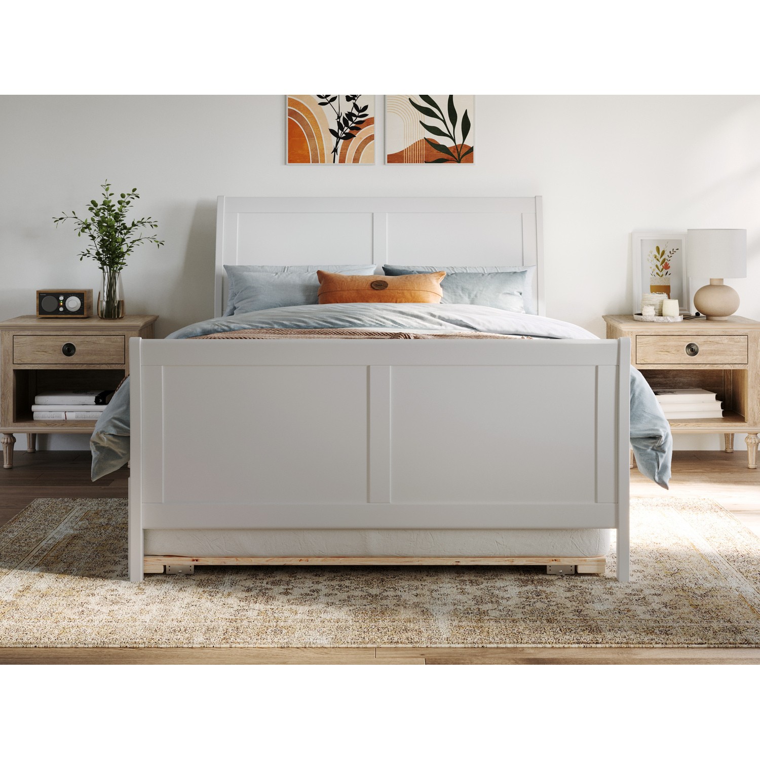 AFI Portland Full Platform Bed with Matching Footboard and Turbo Charger with Fu