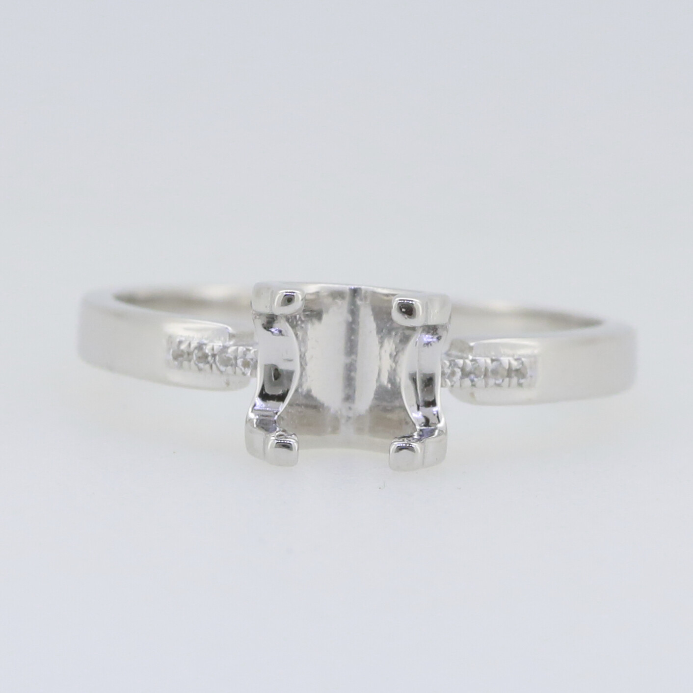 Sterling Silver Semi Mount Ring Setting Round RD 6X6mm White Topaz