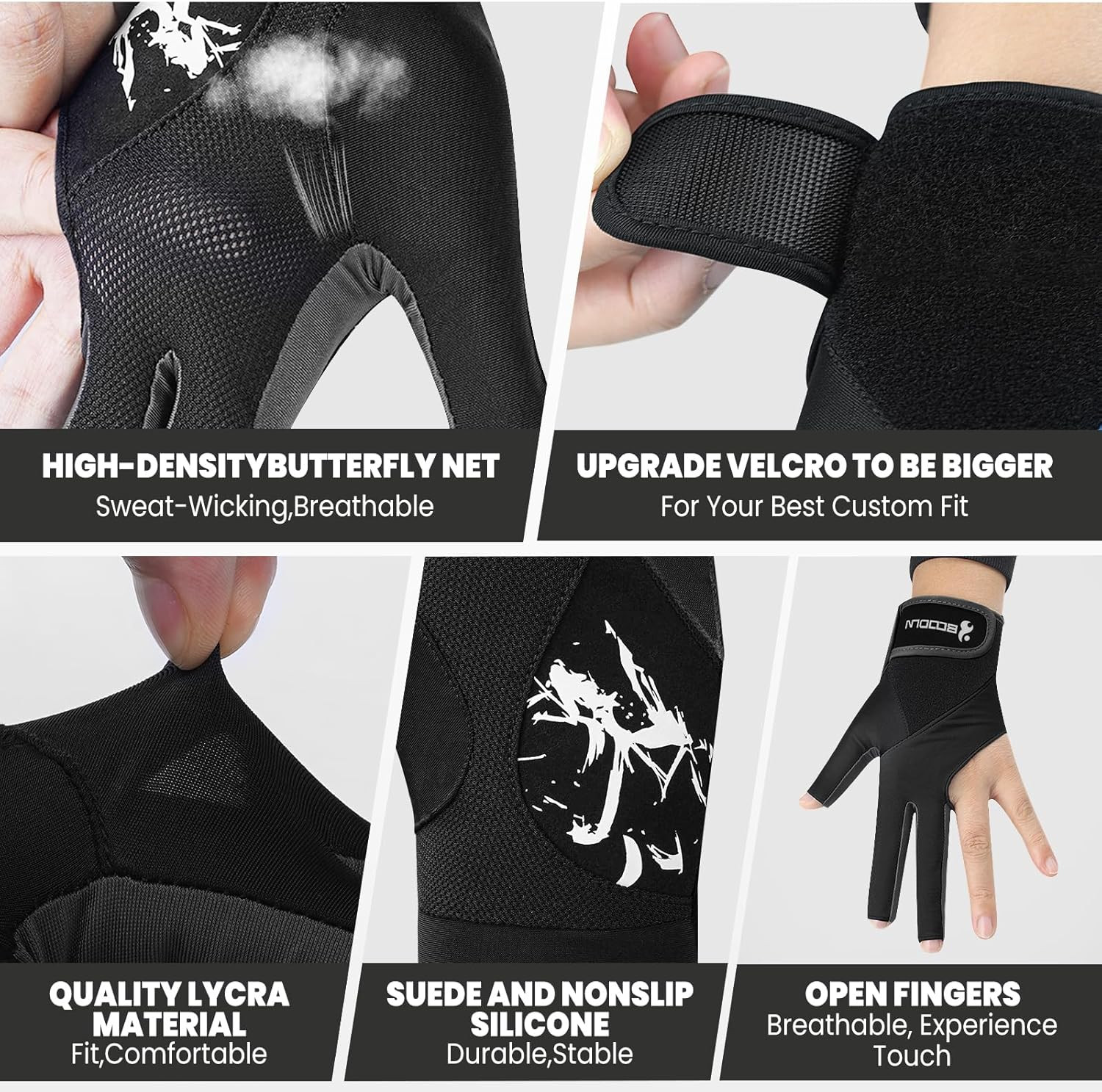 Billiard Pool Glove for Left Hand 3 Finger 1 PACK