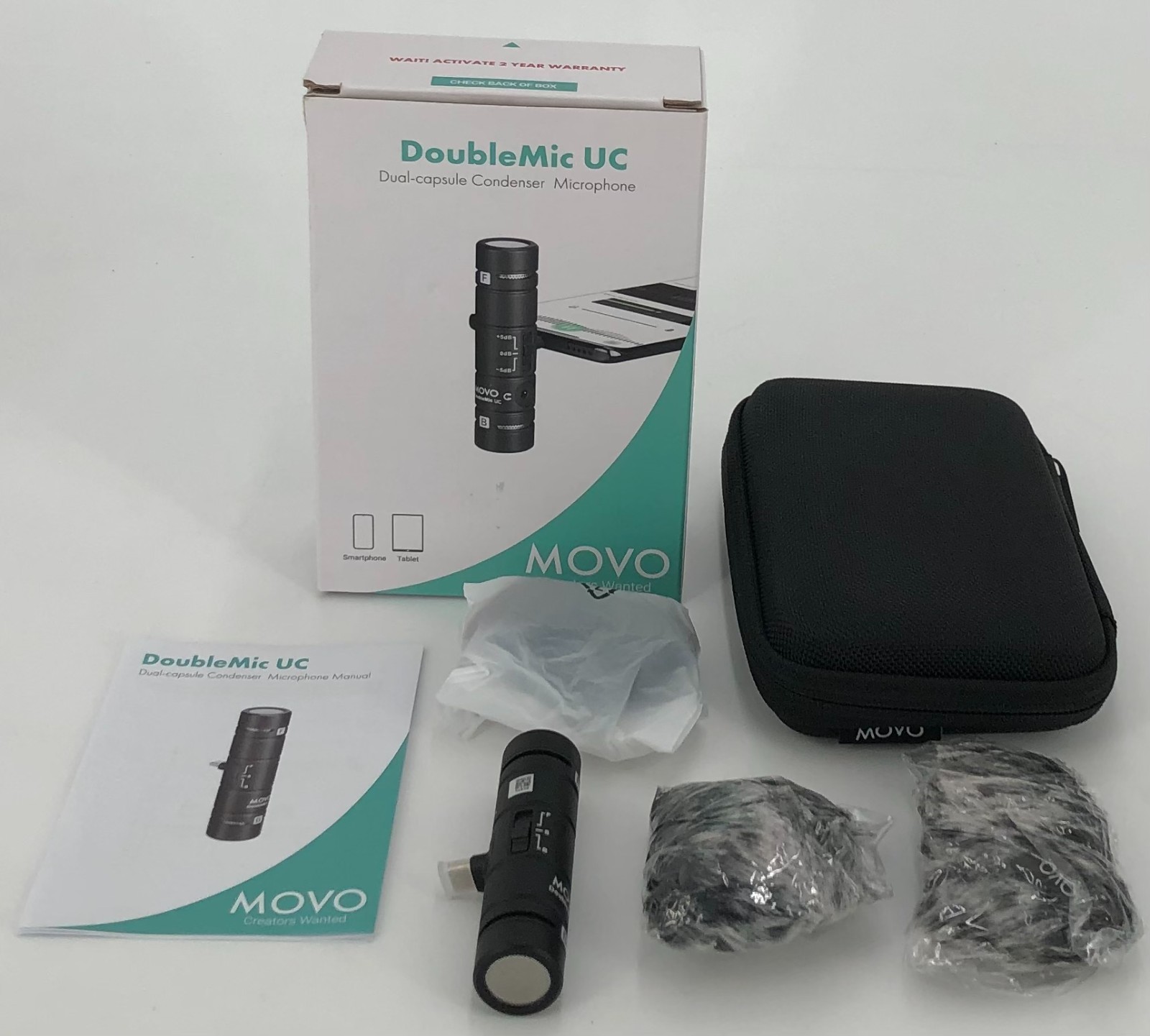 Movo DoubleMic-UC Dual Capsule Phone Microphone for USB-C Devices- Two-Sided ...