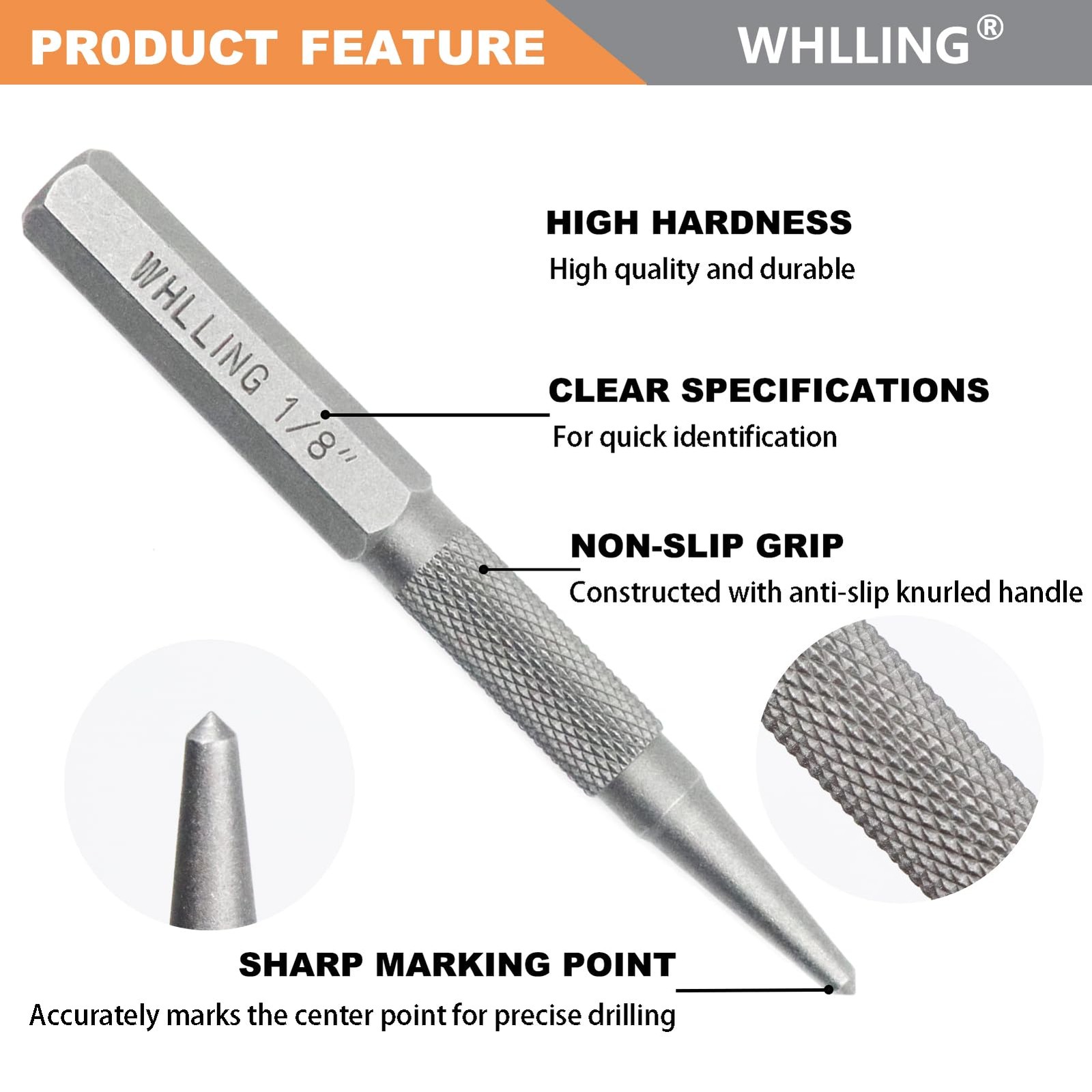 4Piece Nail Setter Punch and Center Punch Set, Heat Treated Alloy Steel with ...
