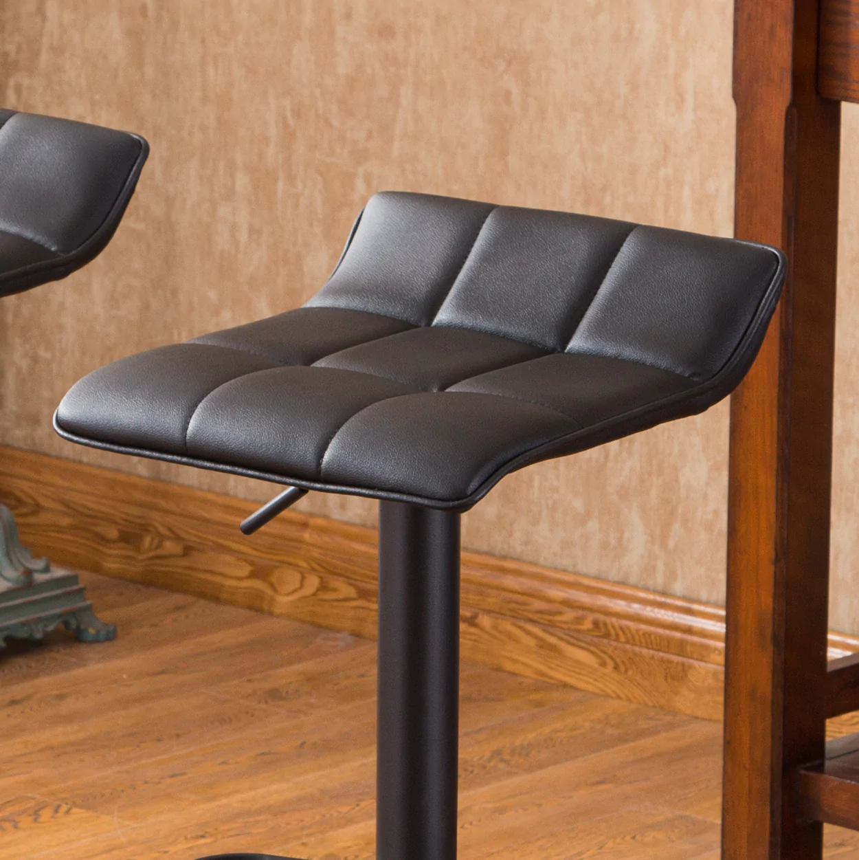 Belham Black Square Top Adjustable Height with Black Leg And Base Metal Bar Tabl
