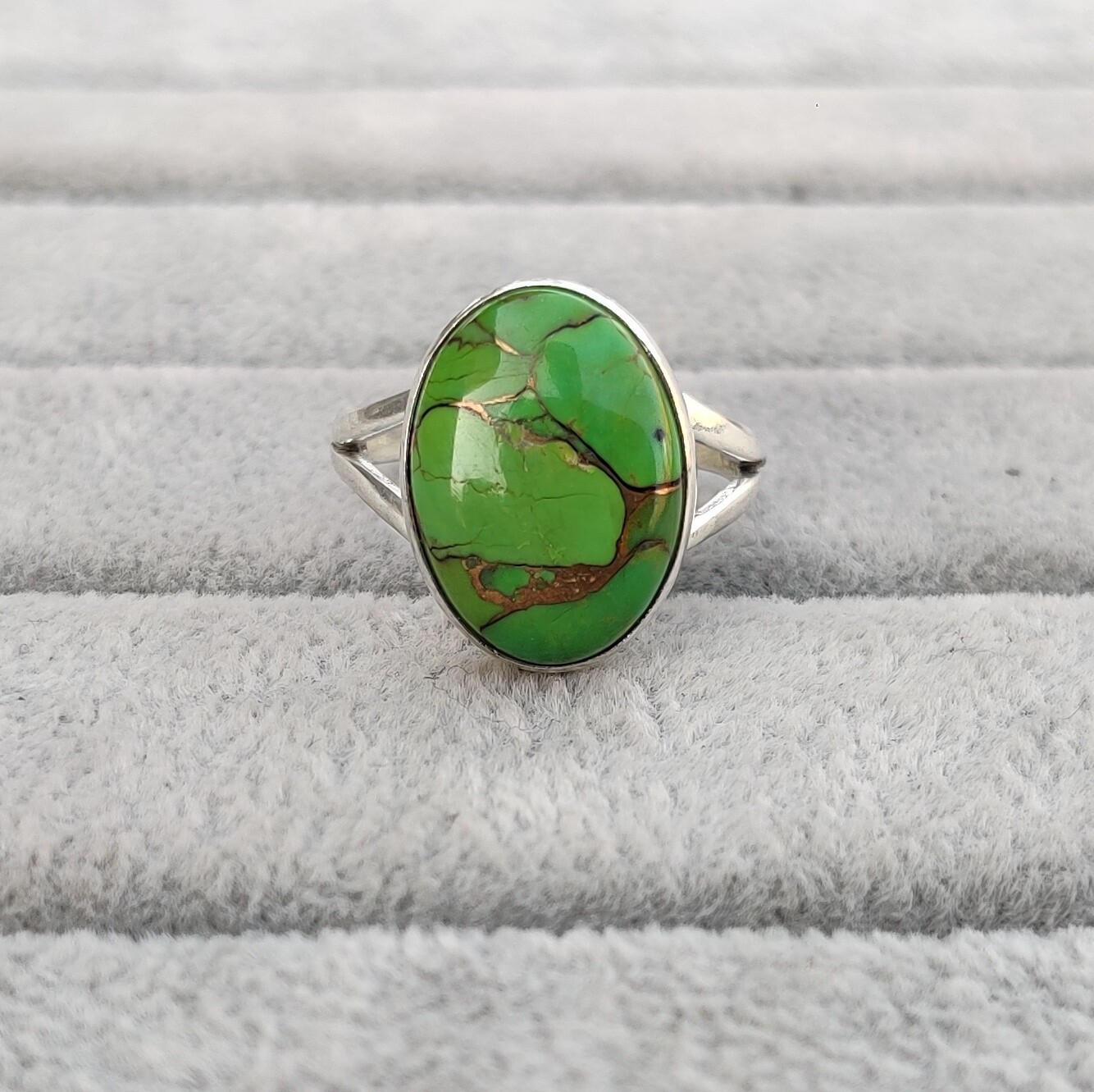 Green Copper Turquoise Ring 925 Sterling Silver Designer Ring Size 11 MO1449