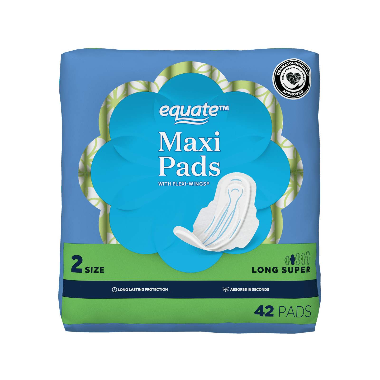 Maxi Pads with Flexi-Wings, Unscented, Long Super, Size 2 (42 Count)