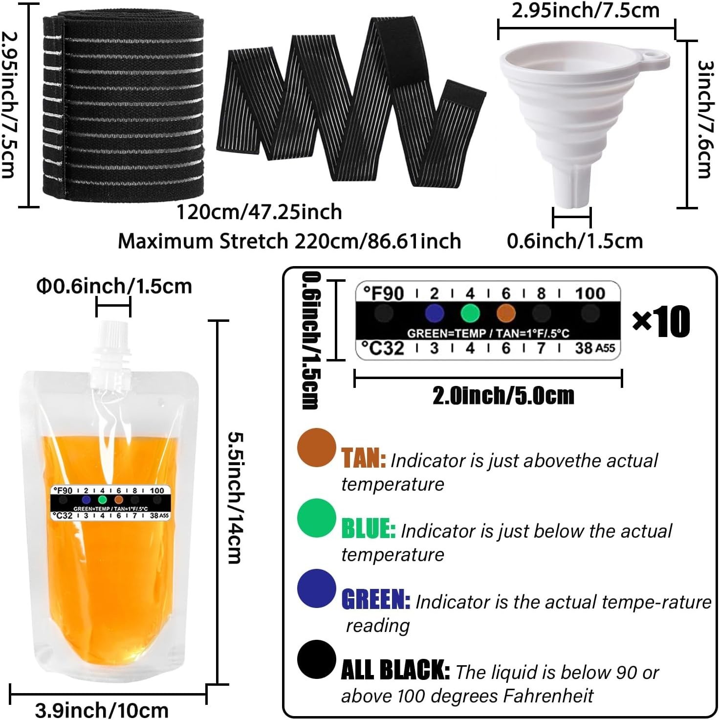 17 Pcs Urine Test Complete Kit Includes 5 Transparent Bags,10 Adhesive Temper...