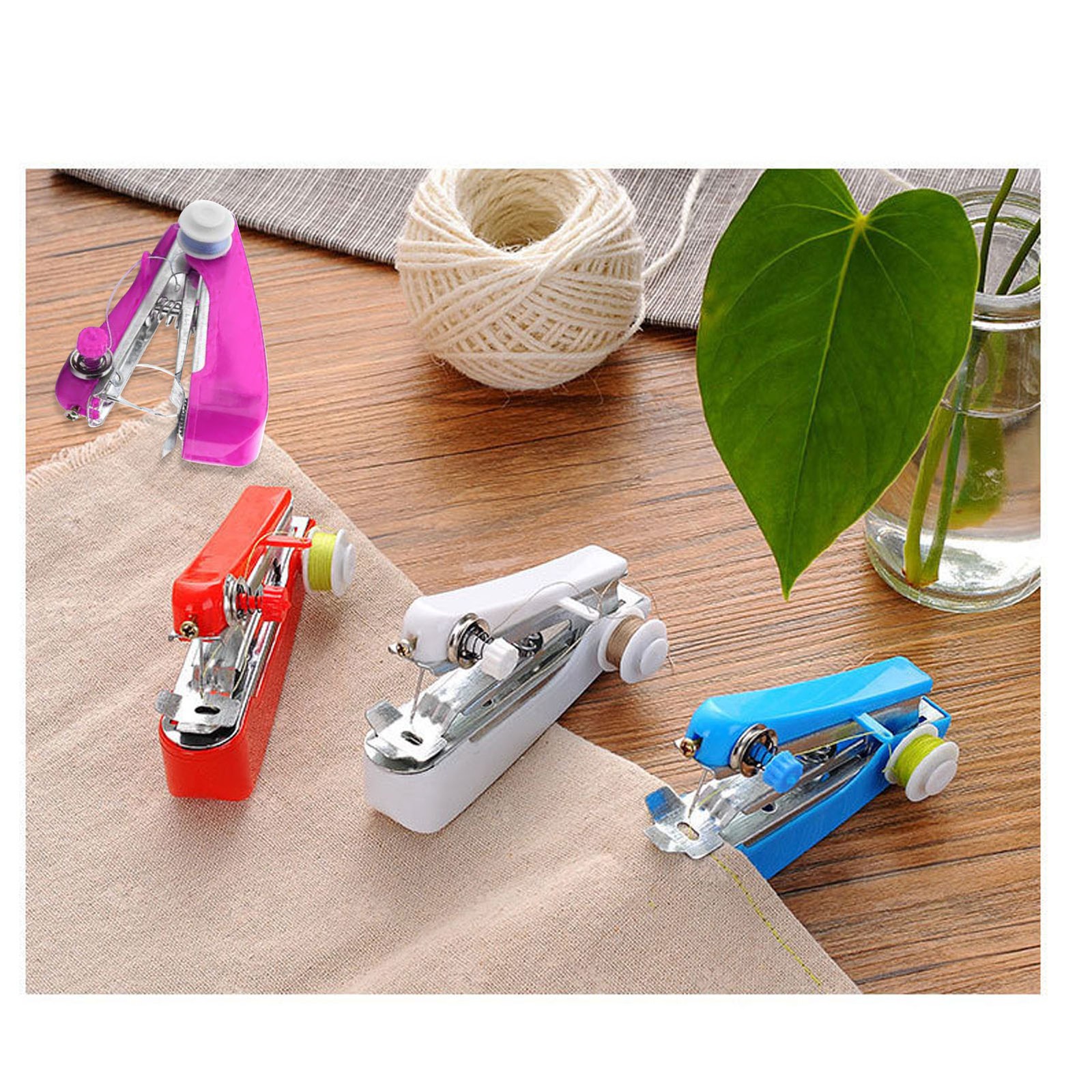 Pink Handheld Sewing Machine Portable Mini Manual Sewing Tool Hand Stitcher N