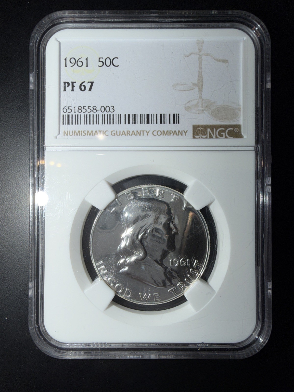 1961 Proof Franklin Silver Half Dollar NGC PF 67