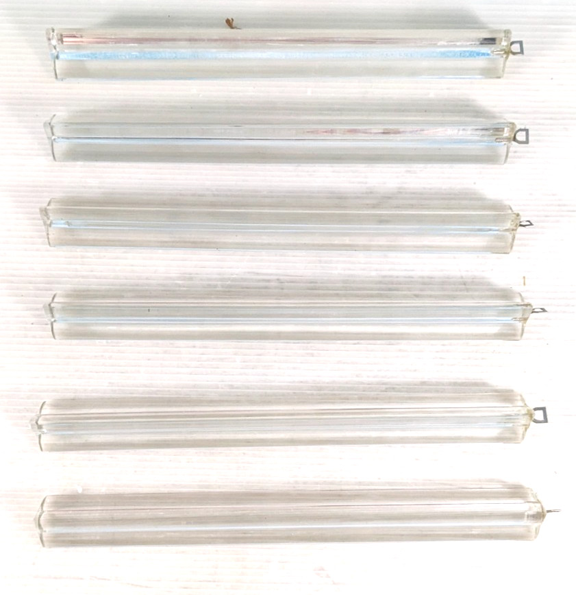 Lot of 6 Vintage Murano Venini Triedri 3 Sided 11" Crystal Chandelier Prism Rods