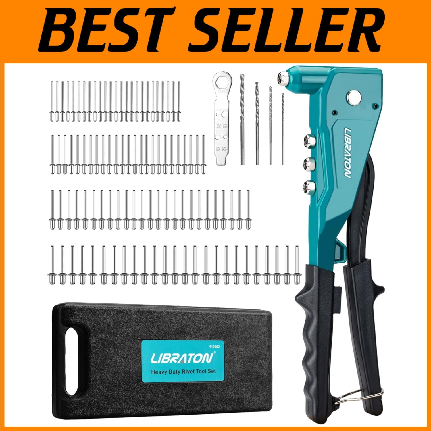 Compact Rivet Gun with Interchangeable Heads