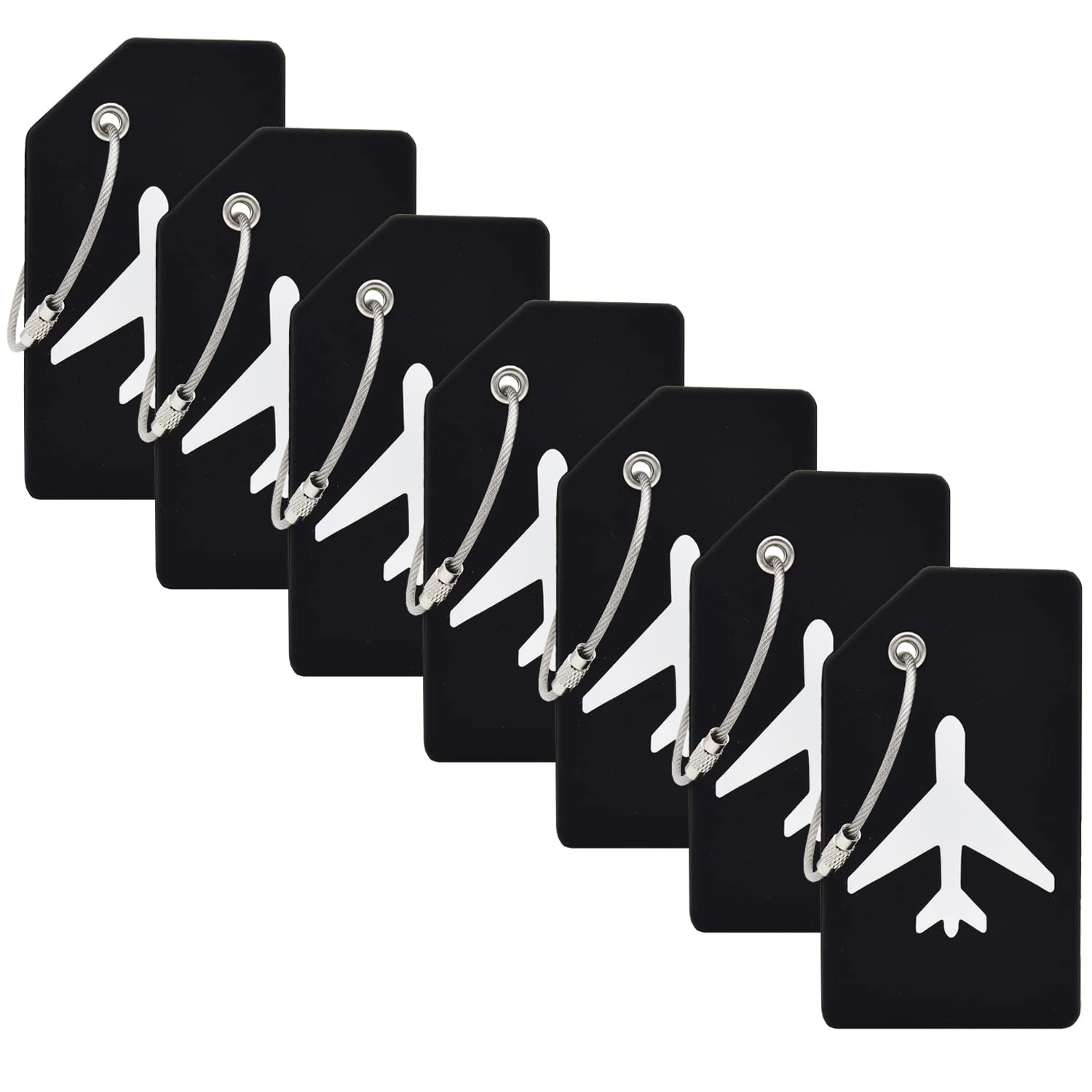 7 Pack Silicone Luggage Tag Baggage Handbag Travel Bag Tags Set of 7, Black