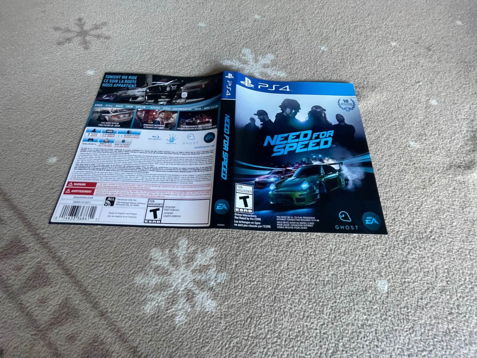 Original Cover Art Only - PS4 - Need for Speed