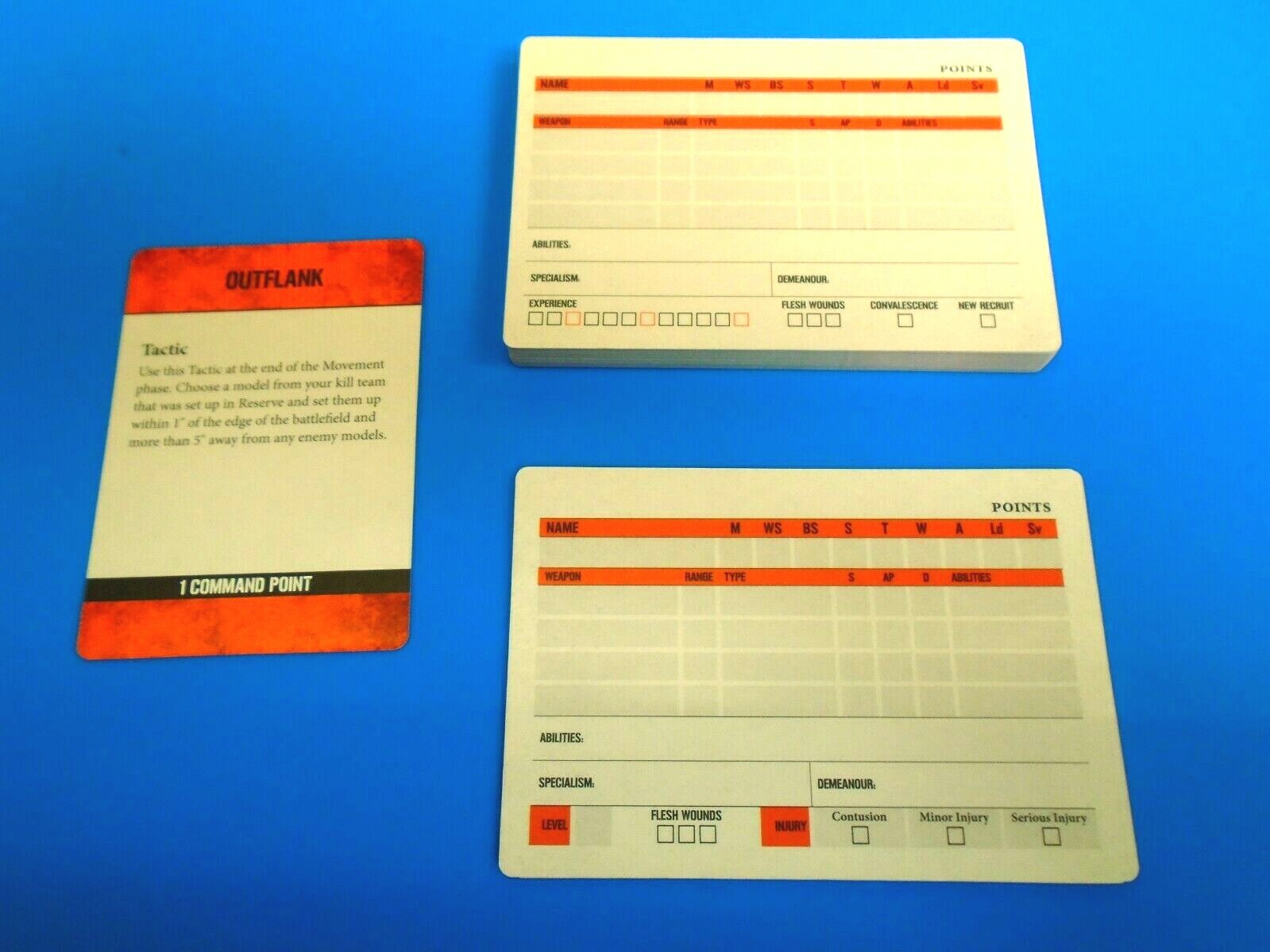 Warhammer 40k Kill Team Promo Roster Cards + Outflank Tactic Card
