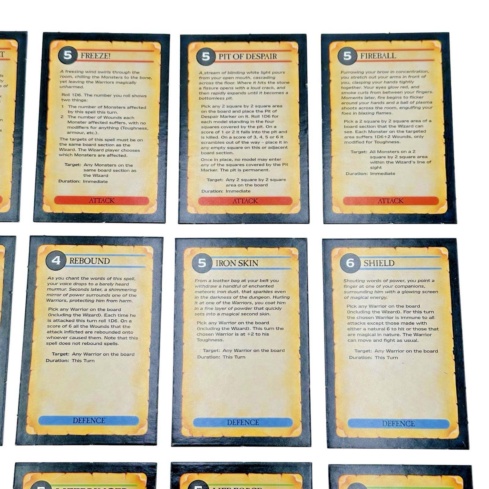 Warhammer Quest Wizard Spell Cards Complete Set 15-Card Set Games Workshop 1995