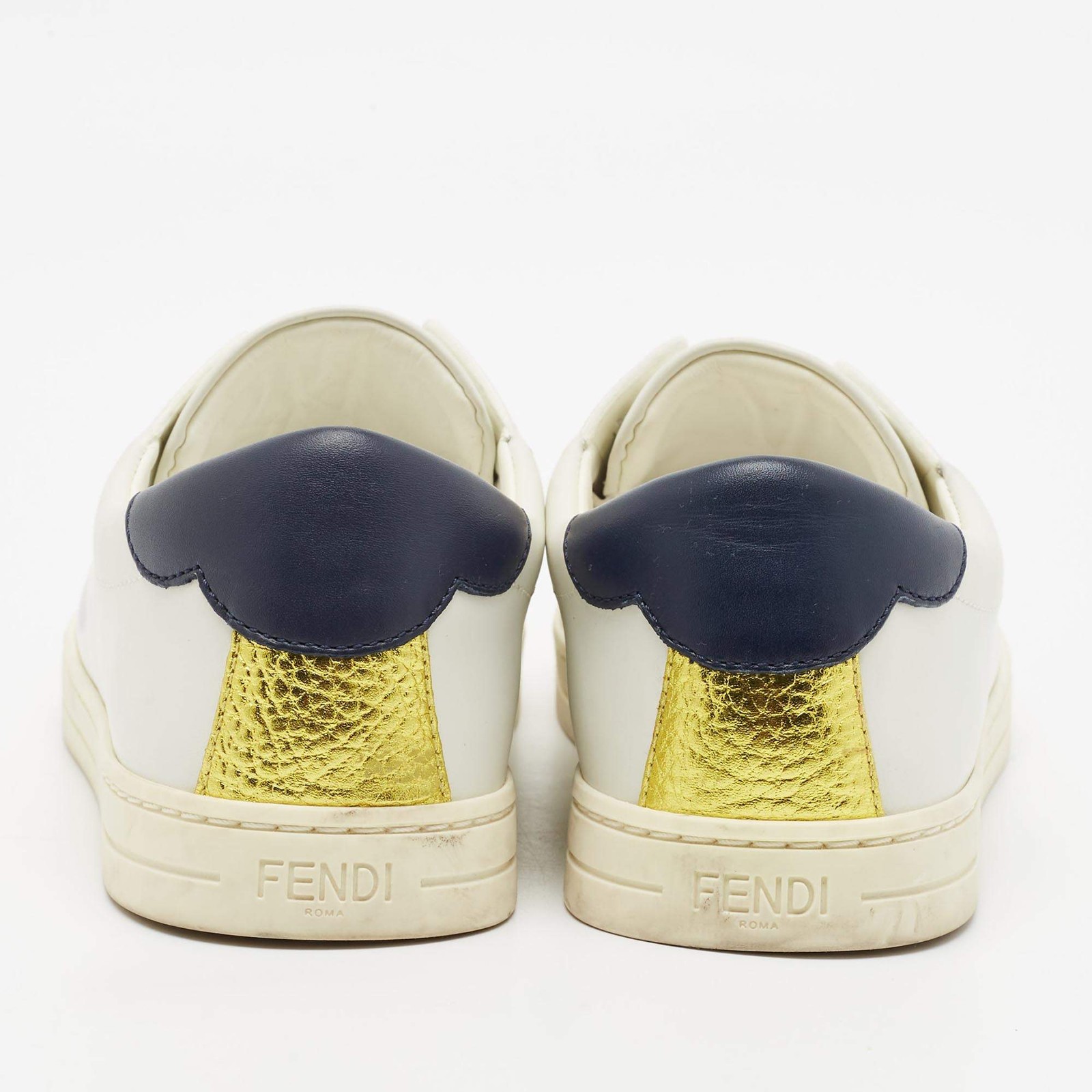 Fendi Rockoclick Size 37 White Leather Slip On Sneakers