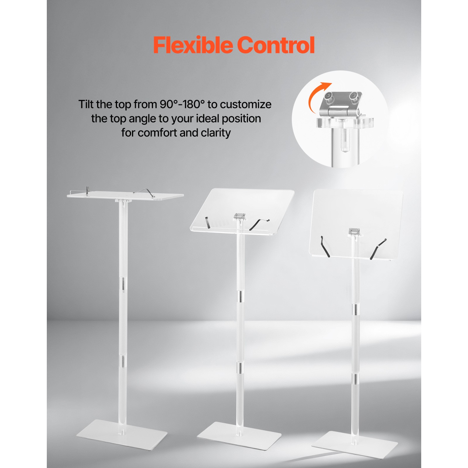 Acrylic Lectern Podium Stand 43" Adjustable Angle Portable Floor Standing