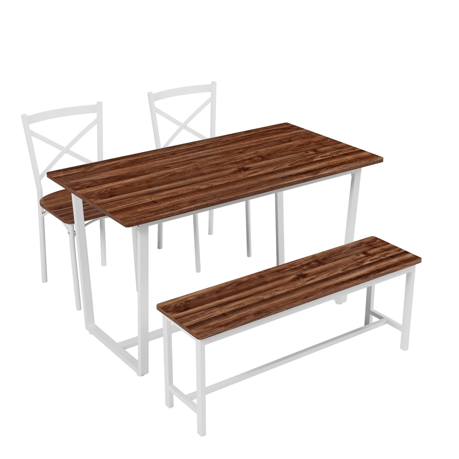 Industrial 4-Pc Table Chair Set Solid Backrest Durable Style
