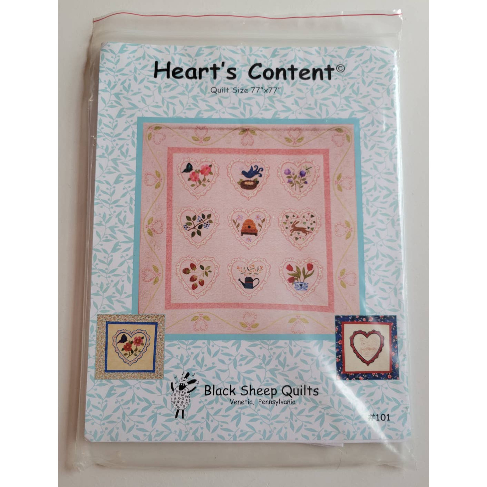 Black Sheep Quilts Heart's Content Quilt Pattern UnCUT