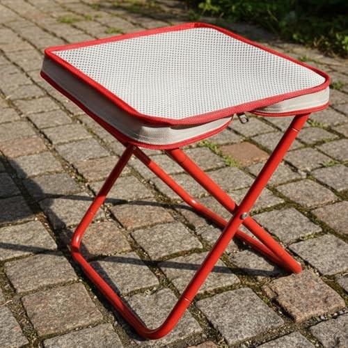 Collapsible Camping Stool Up to 265LB Folding Portable Large Red-edged Khaki