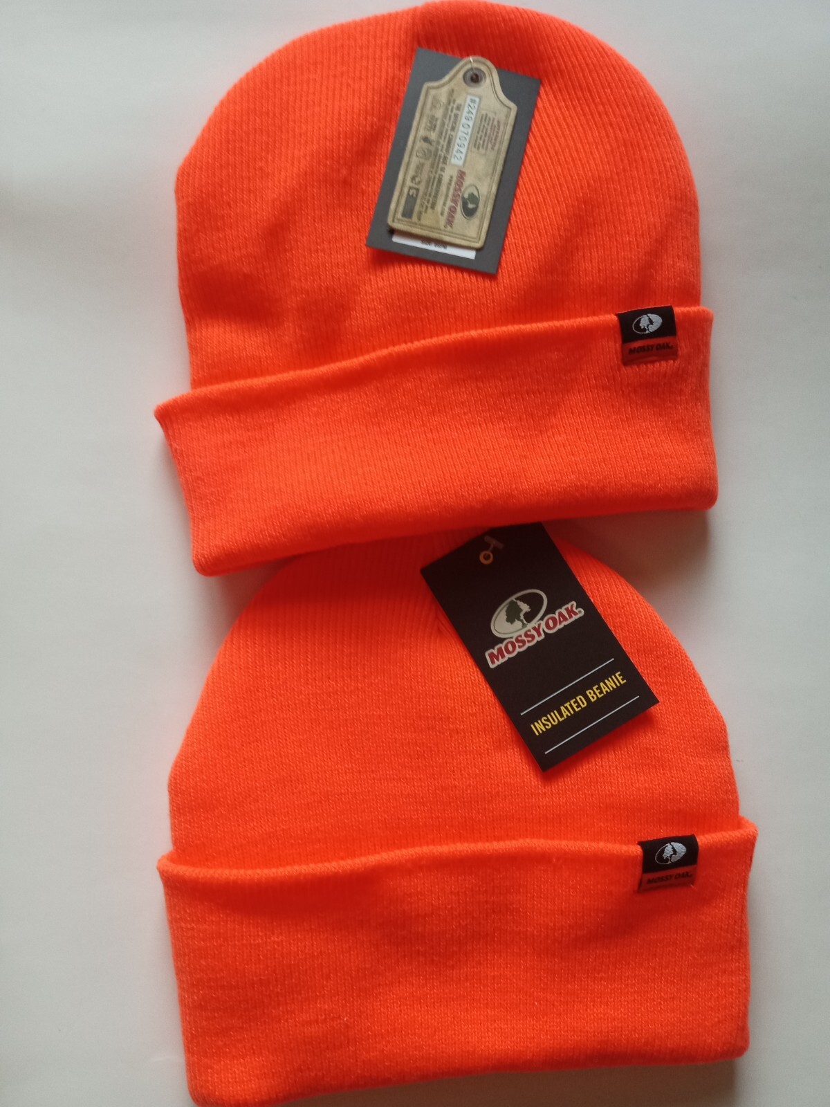 Mossy Oak Insulated Beanie Size OSFM Blaze Orange Hunting Camping Hat Lot of 2