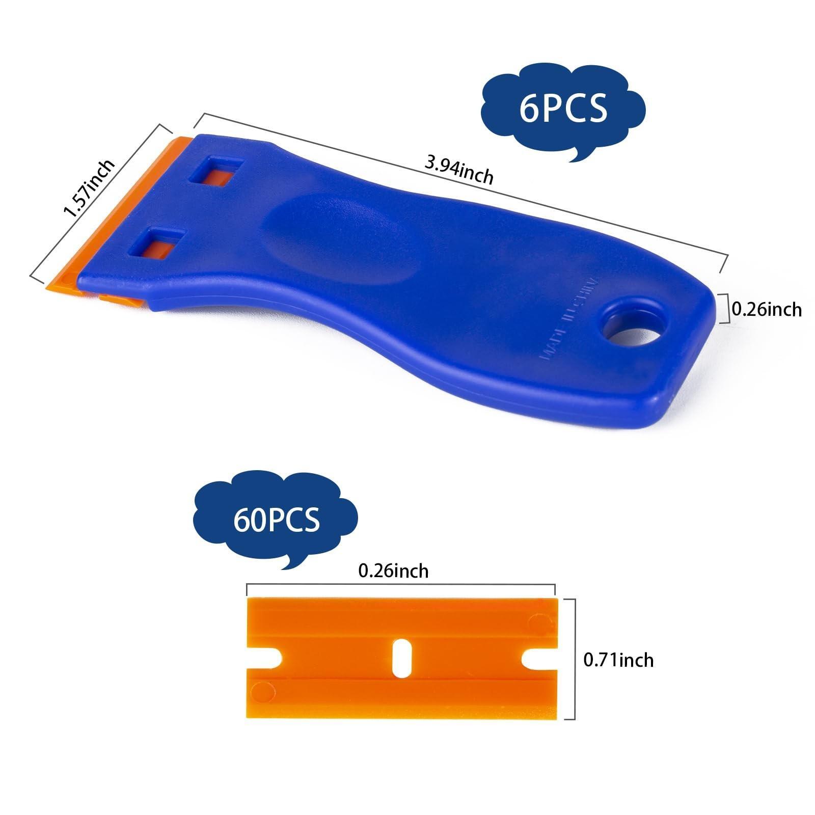 Plastic Razor Blade Scraper Tool, 6 Pcs Razor Scraper with 60 Pcs Plastic .....