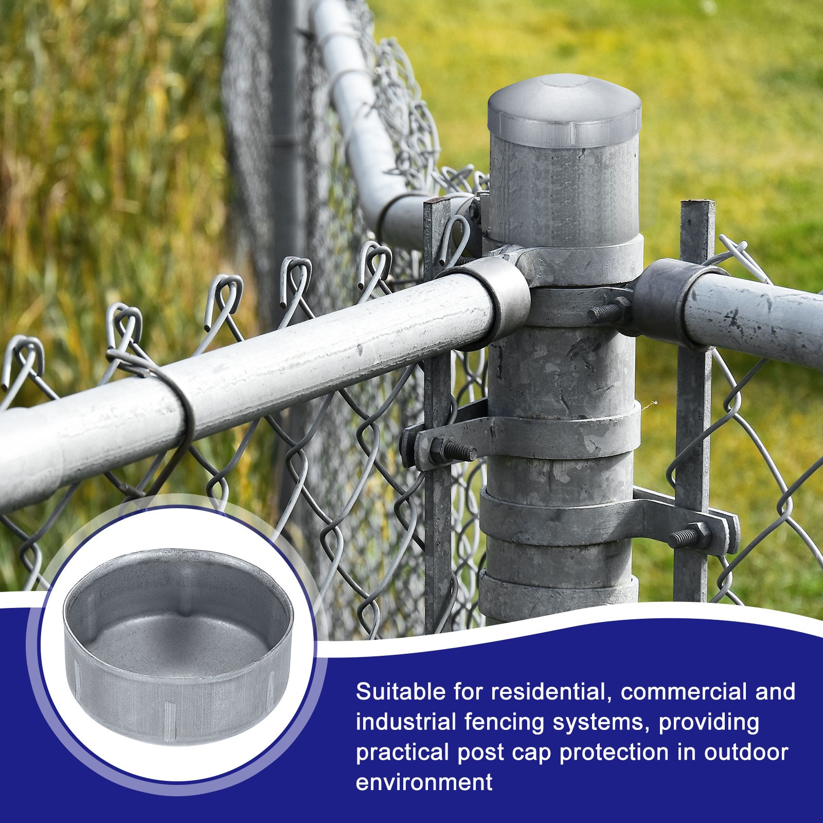 4Pcs Chain Link Fence Post Cap, Dome External Post Caps Fit 1-7/8" OD Pipe