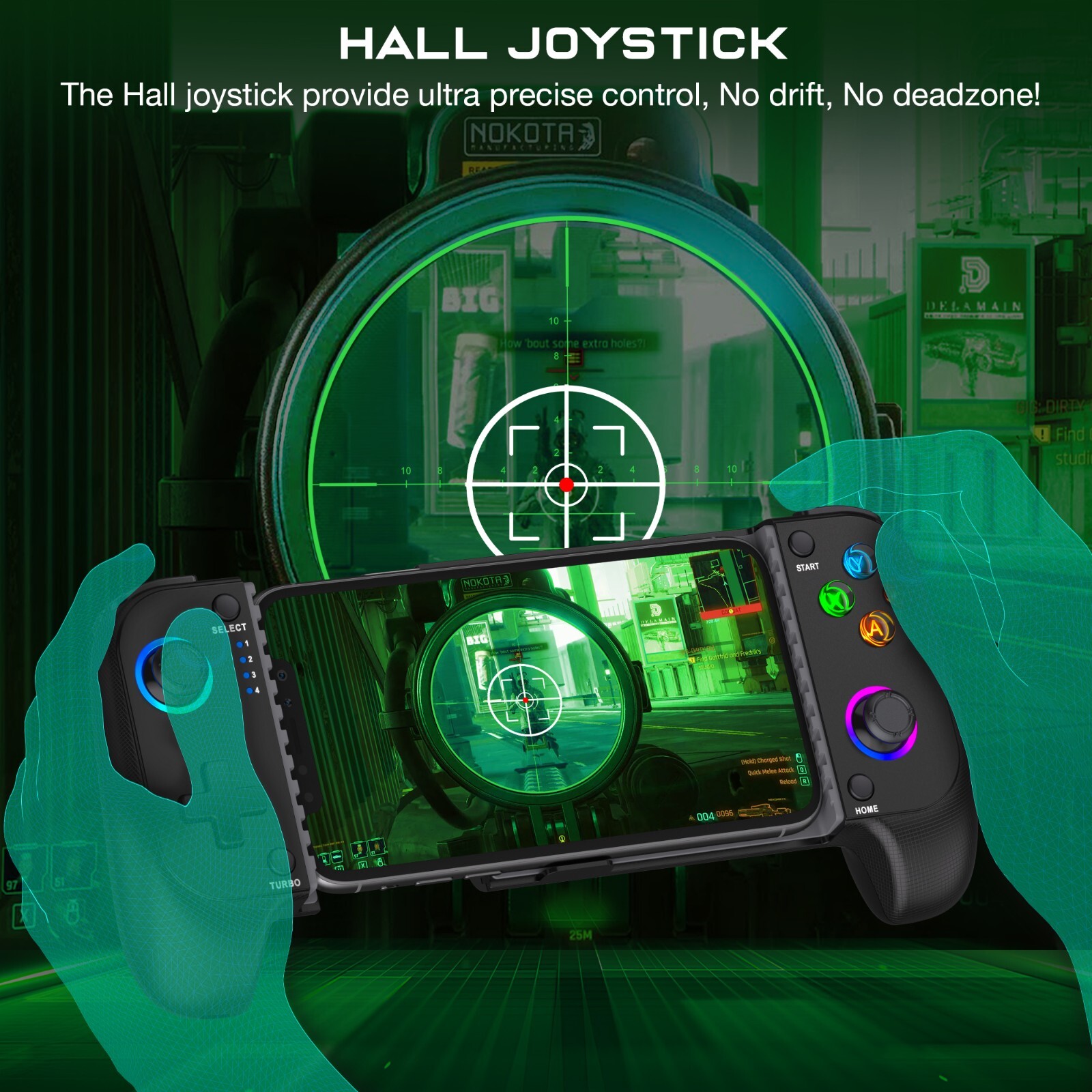 Mobile Game Controller for iPhone/Android,iOS Wireless Gaming Controller+RGB