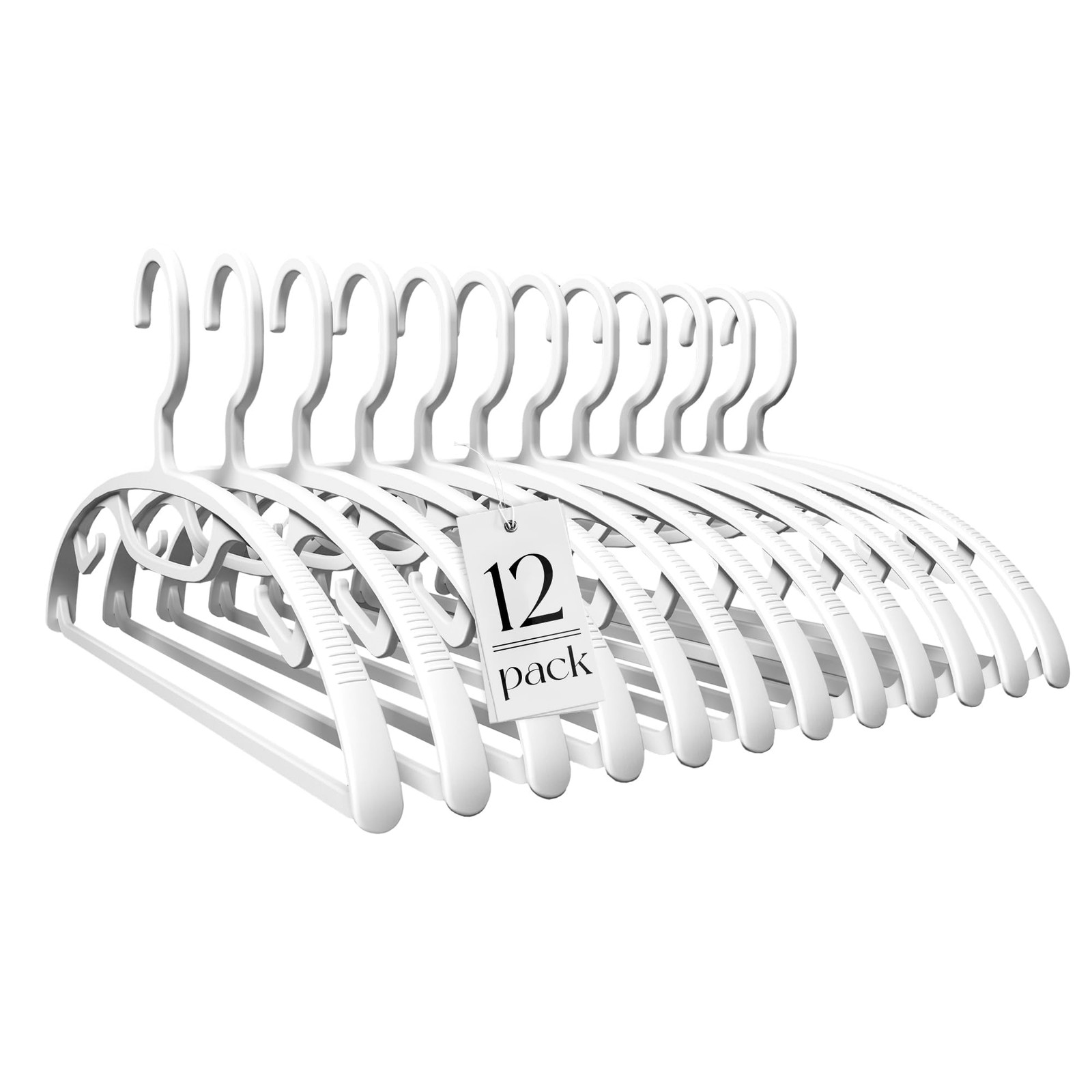 Plastic Clothes Hangers 12 Pack, Sweater Hangers No Shoulder Bump, Thick Heav...