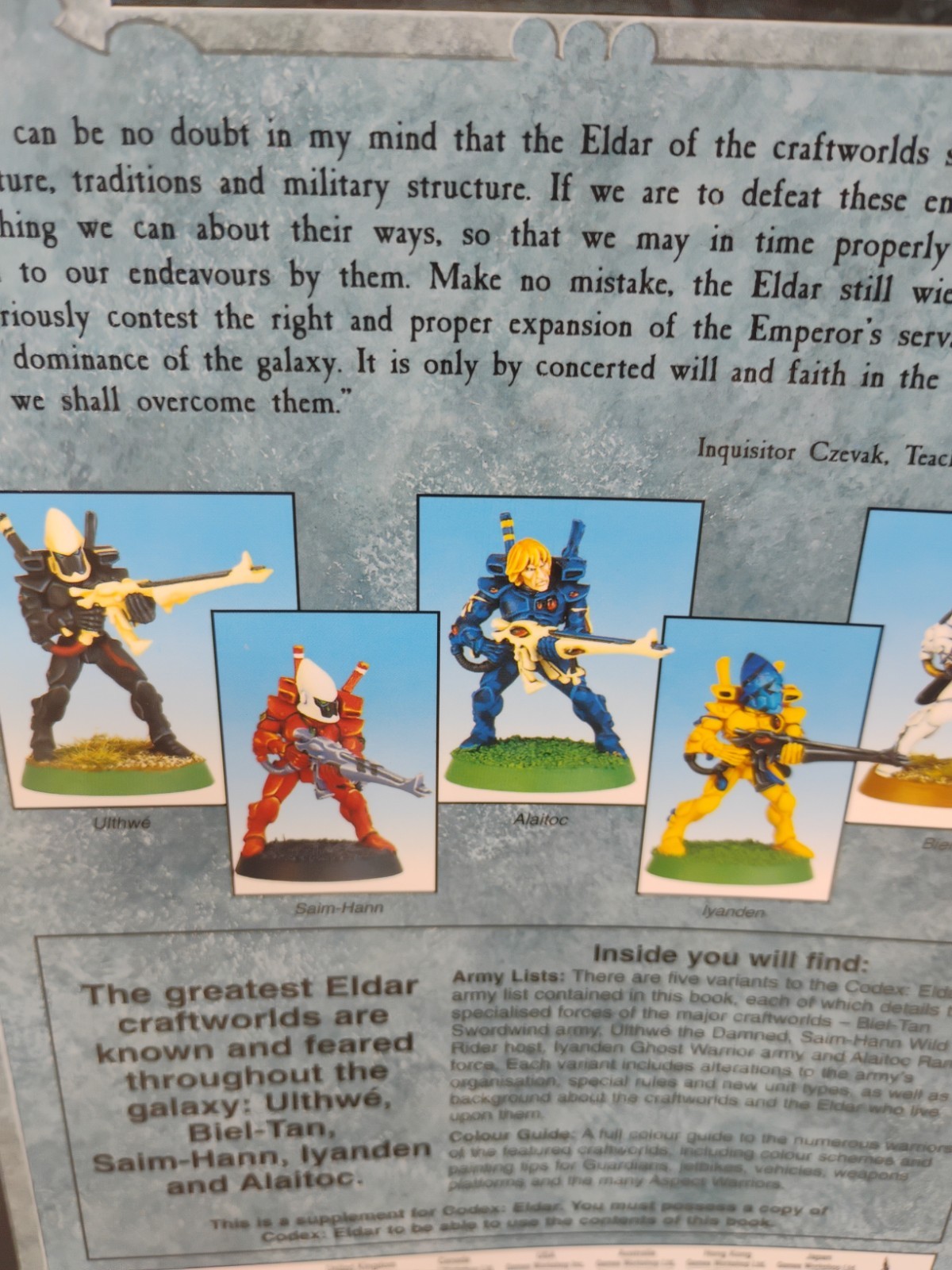Warhammer 40K Codex Craftworld Eldar Supplement 3rd Edition 2000 Games Workshop