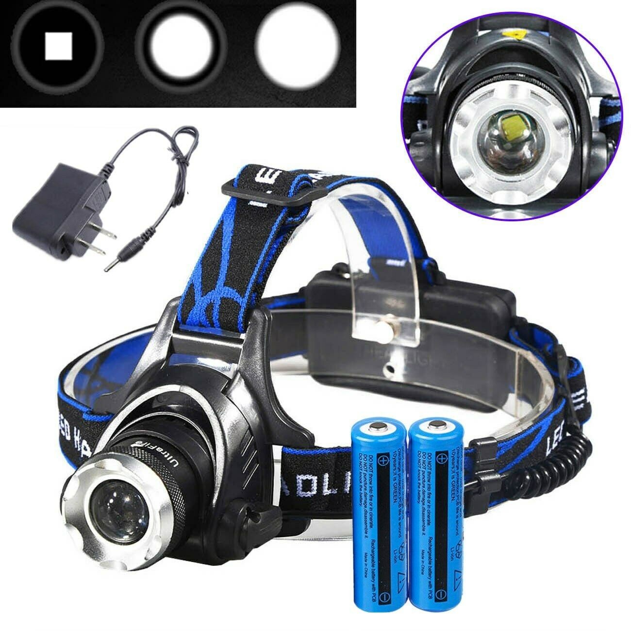 NEWRechargeable Bright 990000LM Headlamp LED Headlight Head Torch Tactical Light