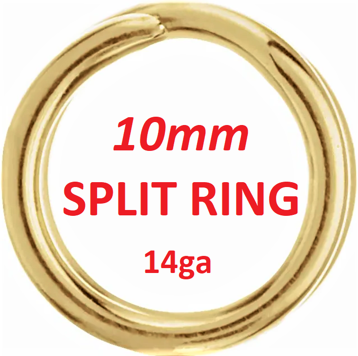 10mm OD 14gauge 14k Solid Yellow Gold Round Split Jump Ring Clasp Charm Keychain