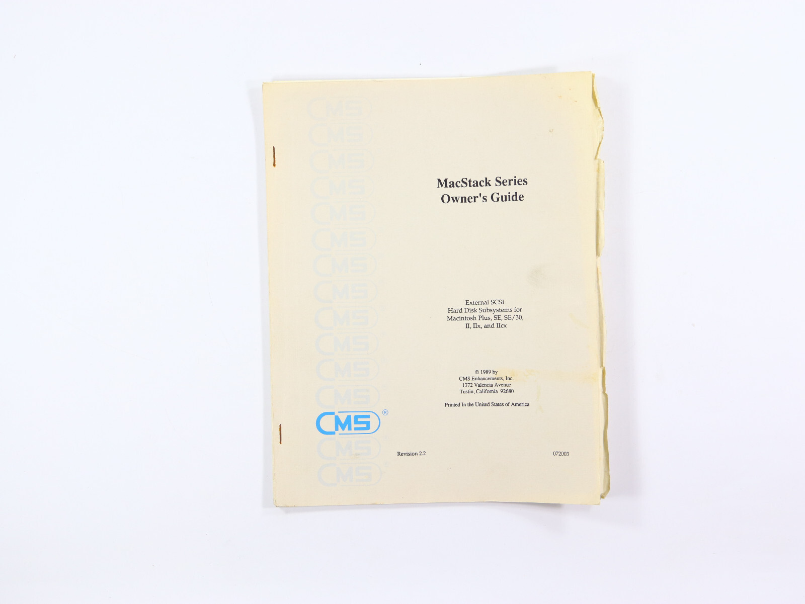 CMS External Apple SCSI Hard Drive Disk Manual - Macstack Series Owner's Guide