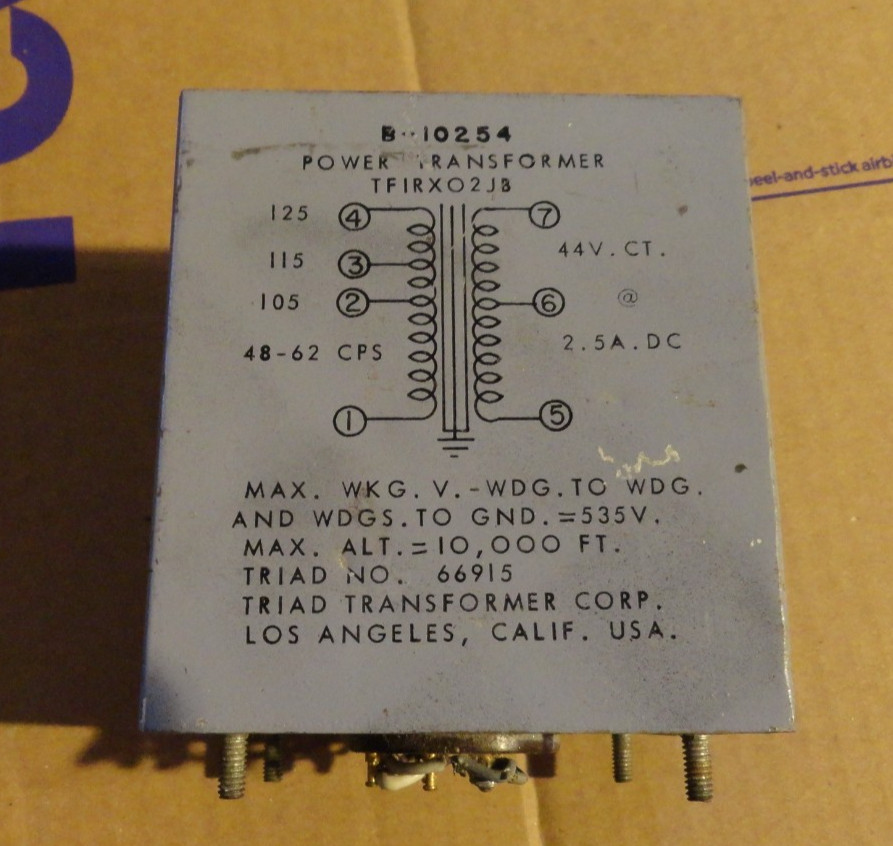 Vintage Triad b-10254 66915  Power Transformer TFIRXO2JB   ( READ AD )