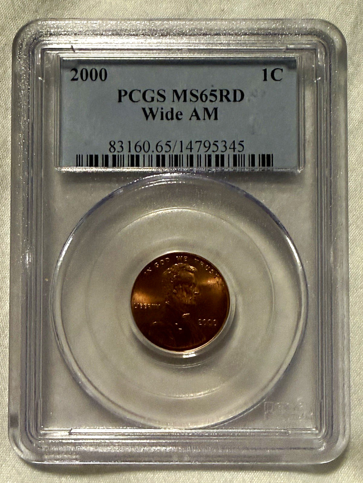 PCGS 2000 Lincoln Memorial Small Cent Wide AM Philadelphia MS65RD