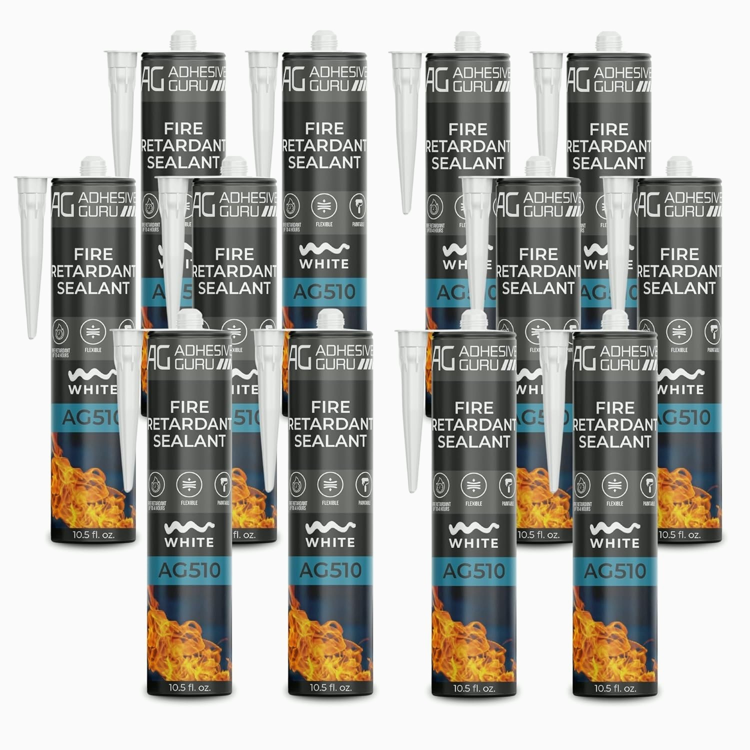 Intumescent Firestop Caulk 10.5oz 4 Hour Fire Rated High Heat Red 12 Pack