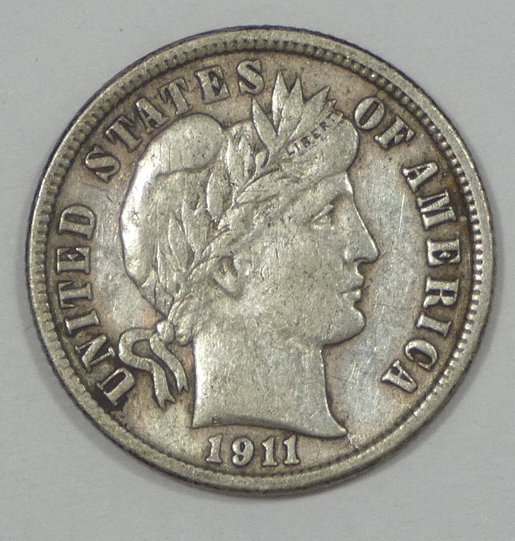 1911-D Barber Dime EXTRA FINE Silver 10c ~ Surface Marks