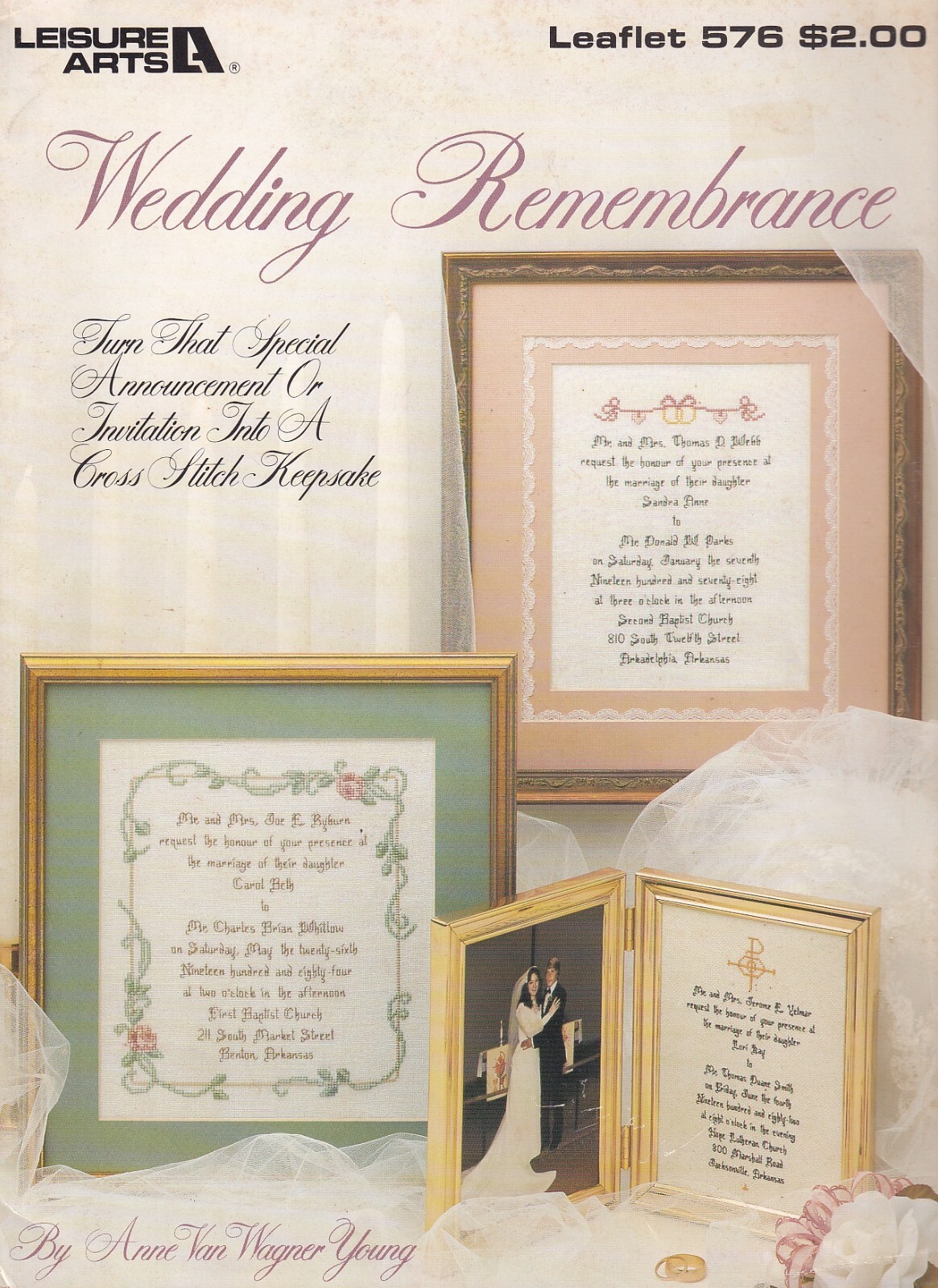 Cross Stitch Pattern WEDDING REMEMBRANCE Leisure Arts Leaflet 576