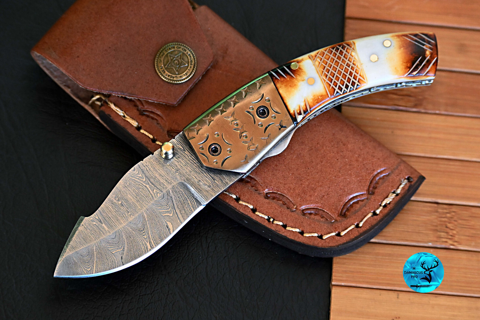CUSTOM HAND MADE FORGED DAMASCUS STEEL FOLDING BLADE POCKET KNIFE EDC 2646